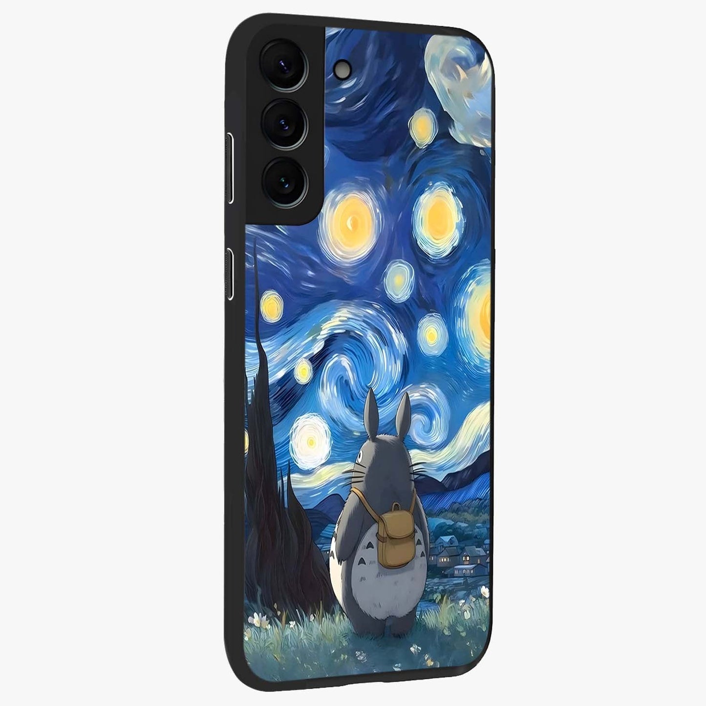 Totoro In Van Gogh Art Glass Case upright view showcasing creative character artwork with painterly artistic theme.