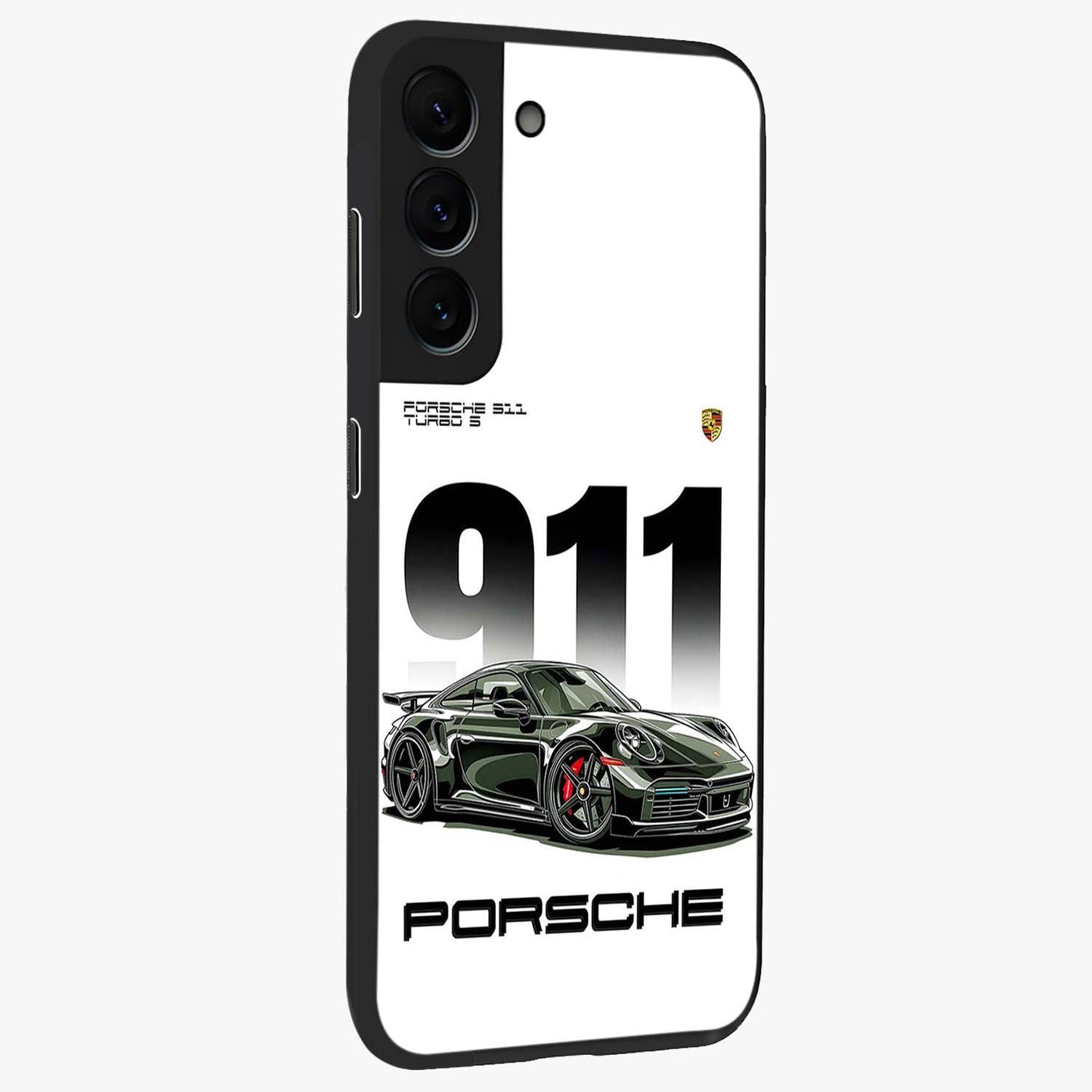 911 Turbo Dominance Glass Case upright perspective showcasing powerful racing design and modern automotive aesthetic.