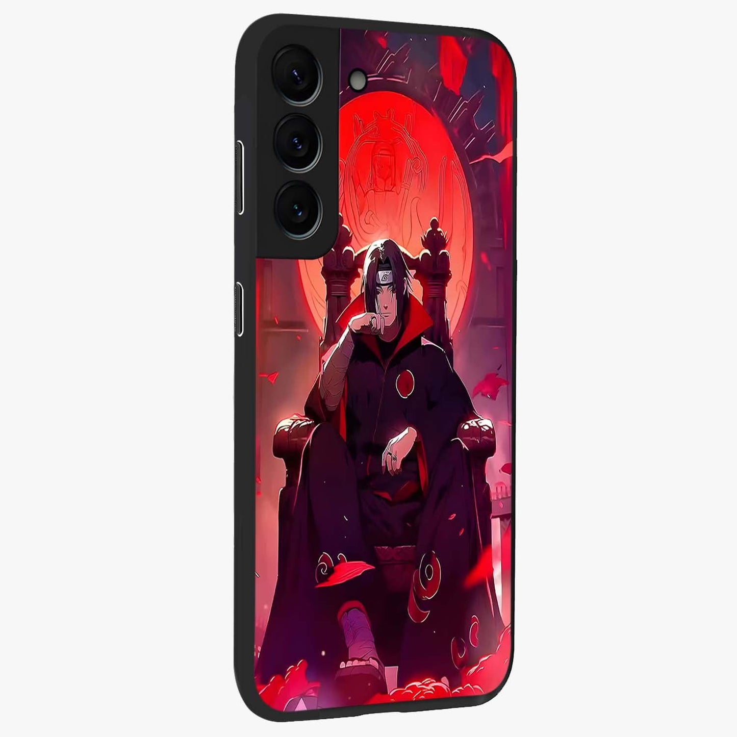 Blood Moon Sovereign Glass Case upright view showcasing powerful moon inspired artwork with cosmic aesthetic style.