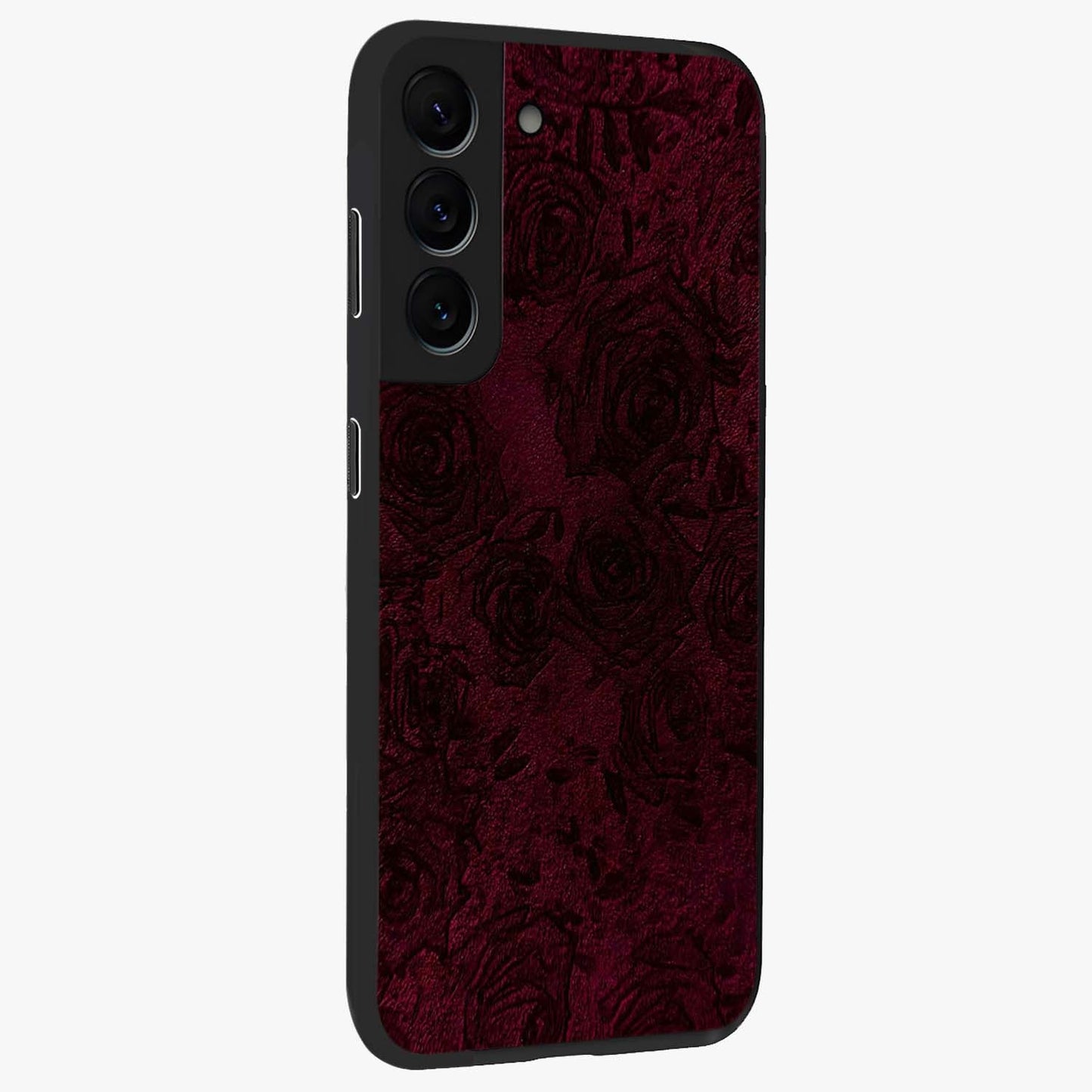 Crimson Fade Flow Glass Case upright view showcasing dynamic crimson flow artwork with stylish abstract theme.