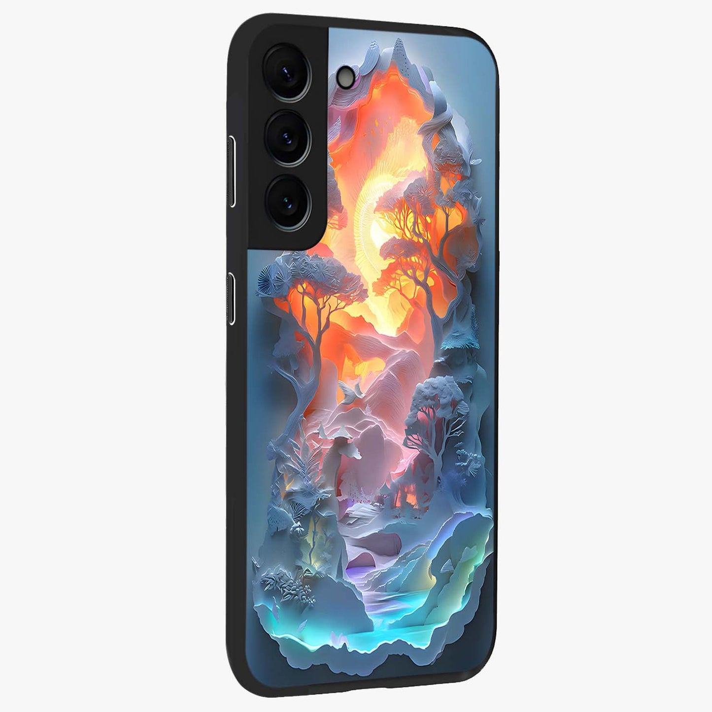 Glow Forest Portal Glass Case upright view showcasing enchanted forest portal artwork with fantasy nature theme.