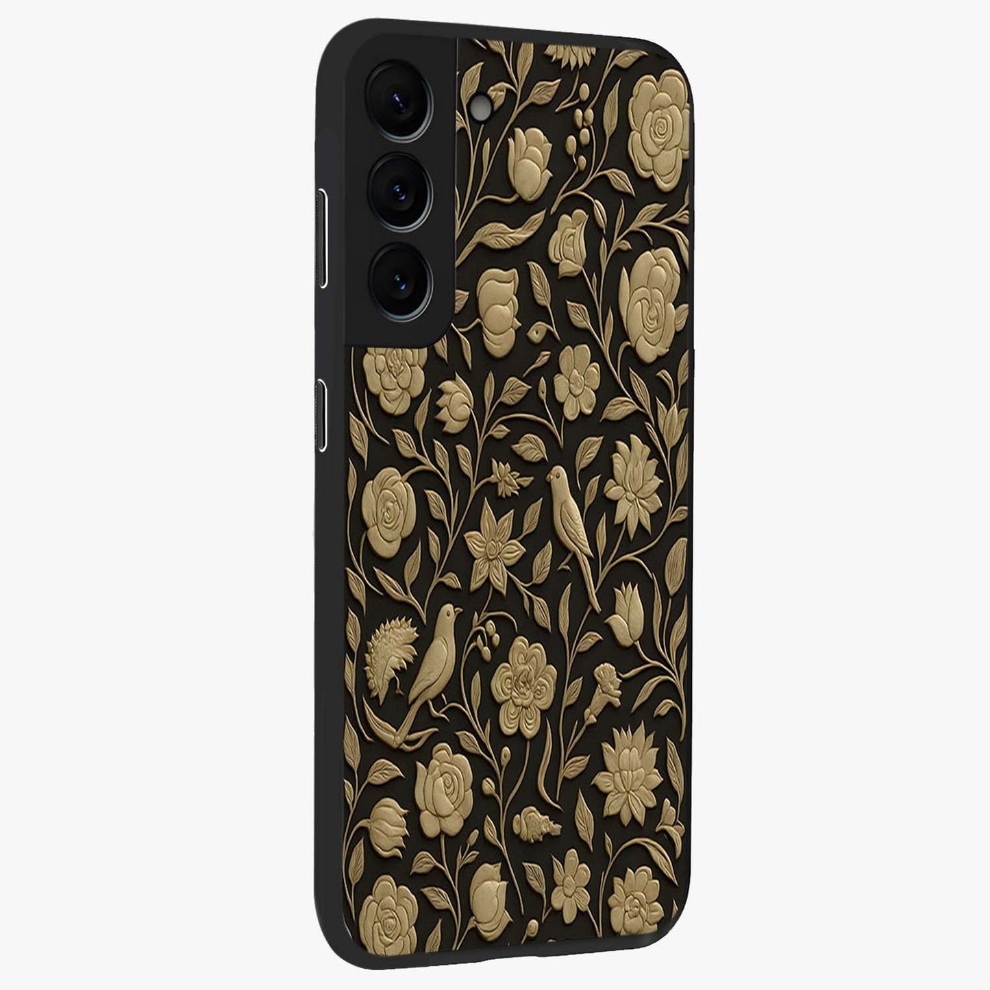 Golden Evil Eye Mandala Glass Case upright view showcasing decorative evil eye mandala artwork with spiritual aesthetic style.