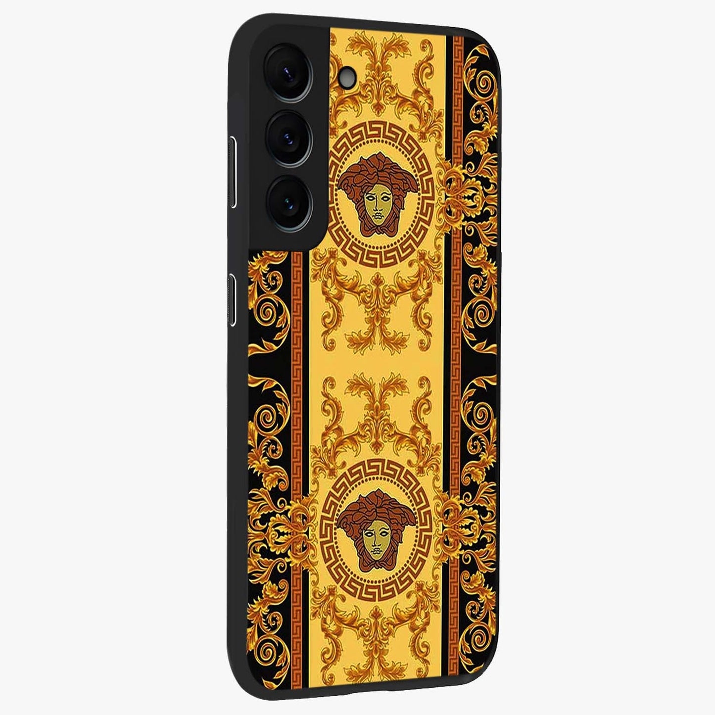 Golden Lotus Glow Glass Case upright view showcasing luminous lotus artwork with peaceful divine theme.