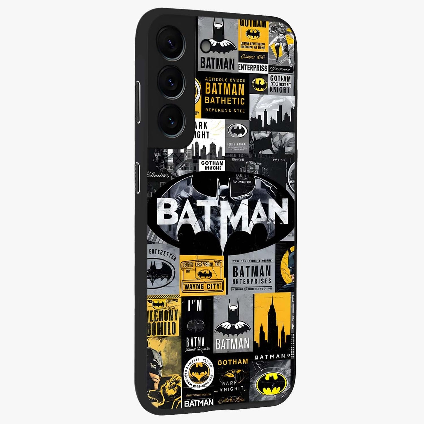 Knight Gotham Rise Glass Case upright view showcasing bold vigilante themed artwork with gothic city vibe.