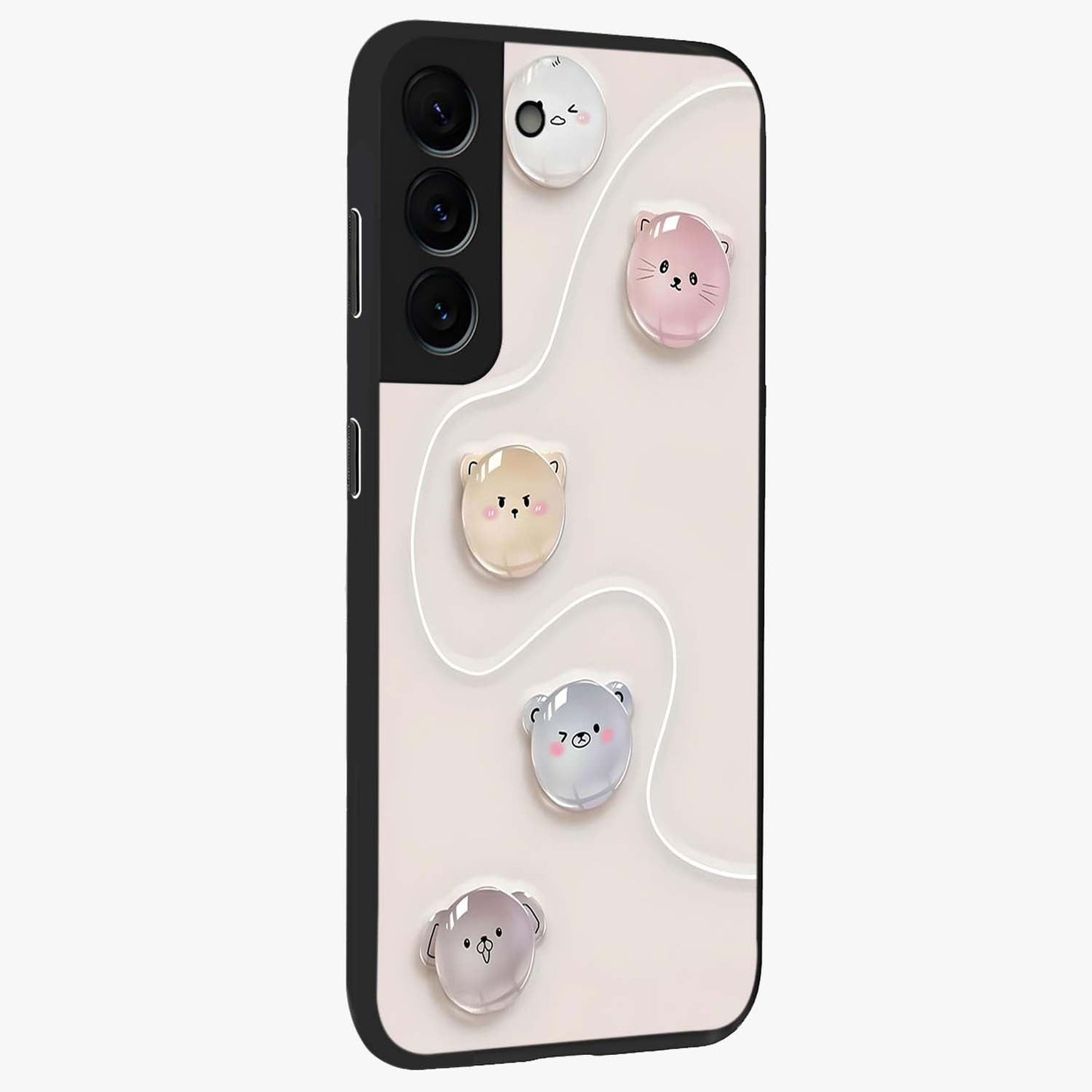 Puffy Face Parade Glass Case upright view showcasing adorable character artwork with cheerful animated theme.