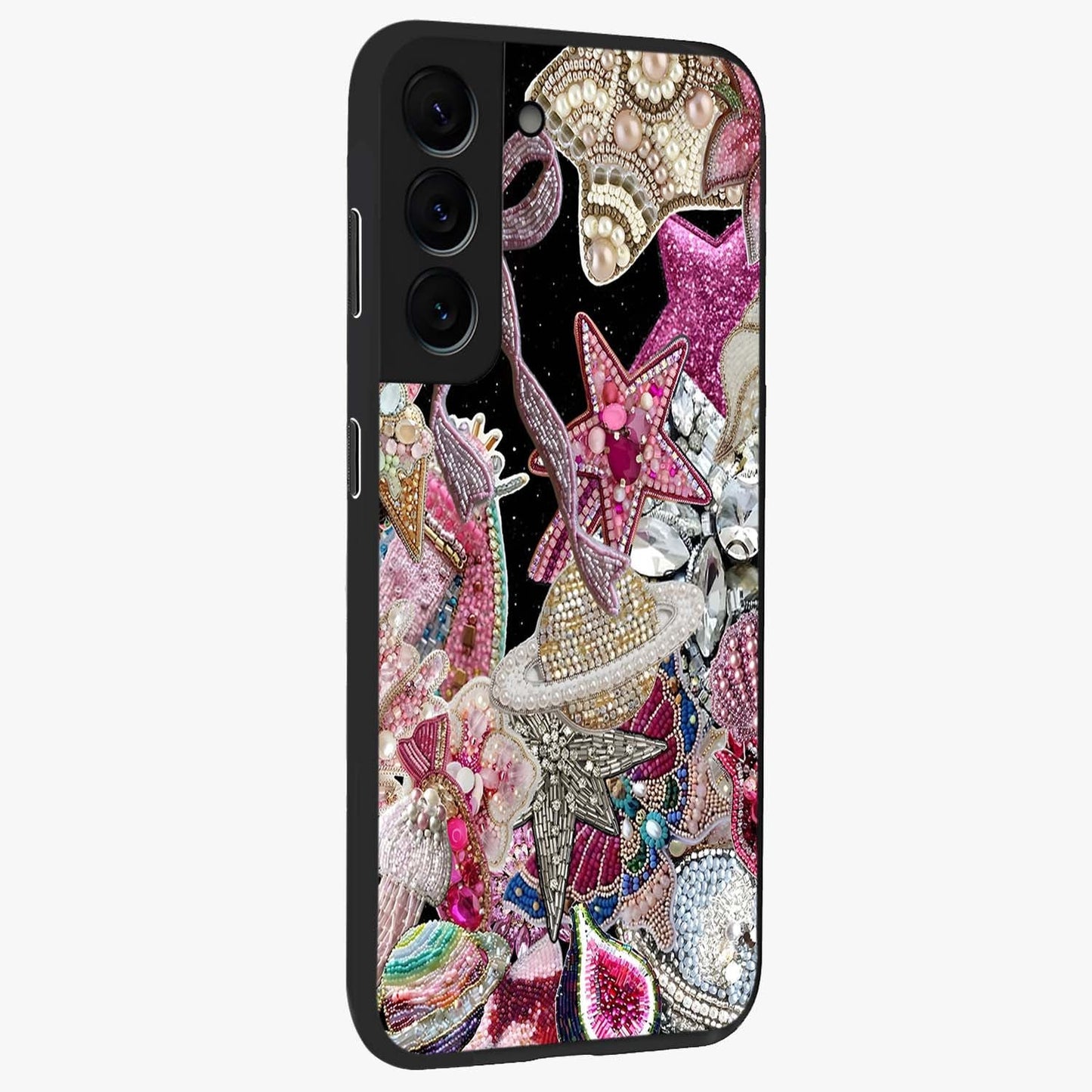 Starlit Jewel Dream Glass Case upright view showcasing radiant star inspired artwork with magical night theme.