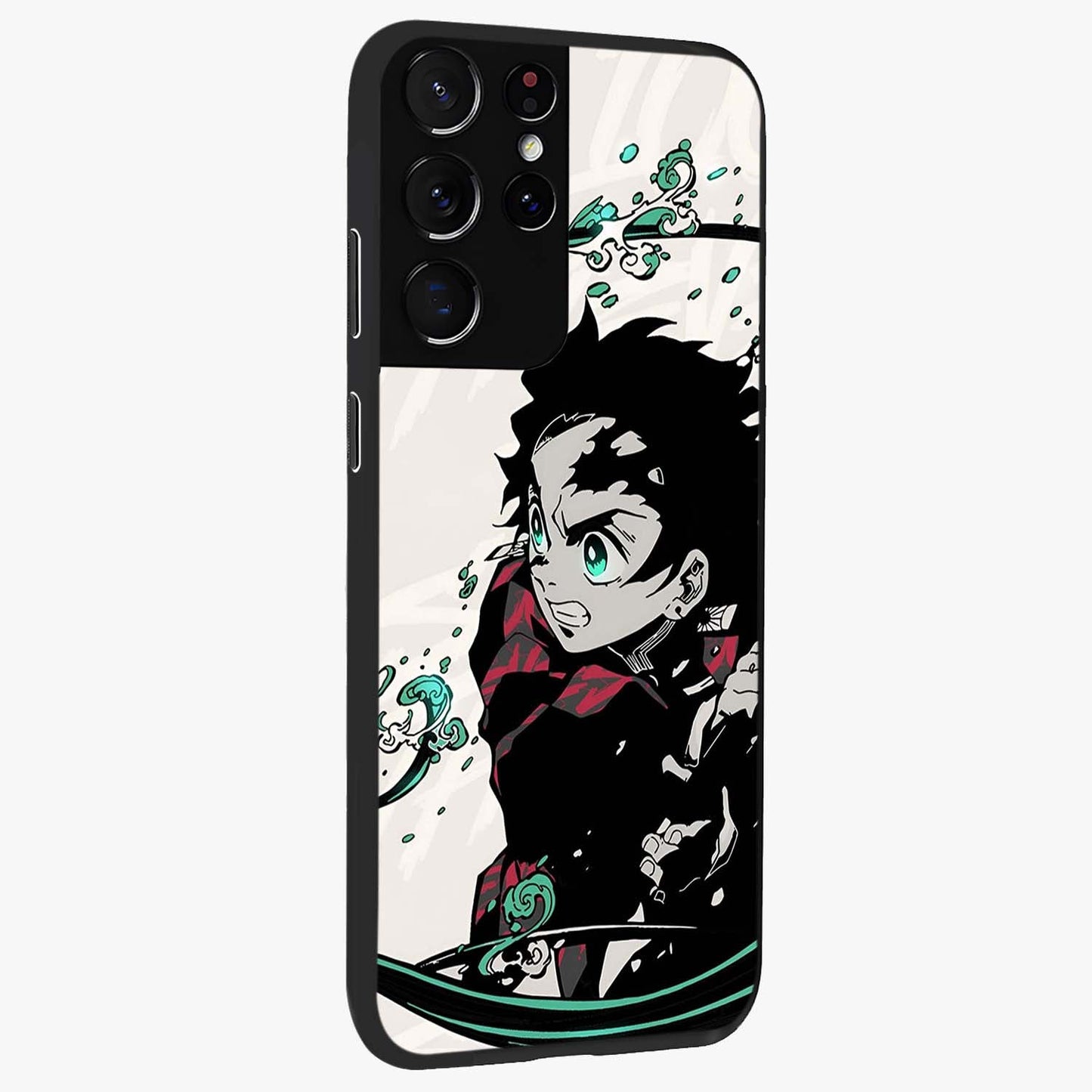 Demon Slayer Glass Case upright view showcasing powerful anime artwork with intense warrior theme.