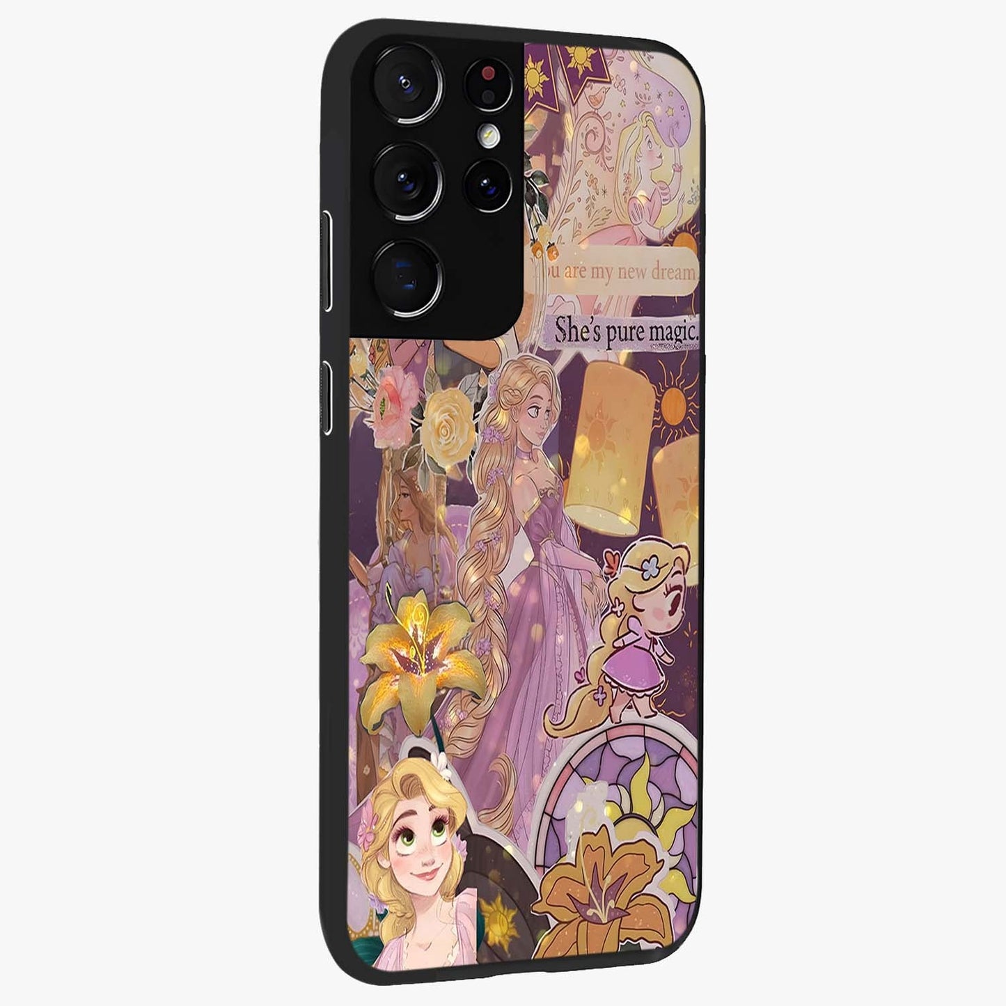 Magical Tangled Dream Glass Case upright view showcasing enchanting artistic artwork with dreamy fantasy theme.