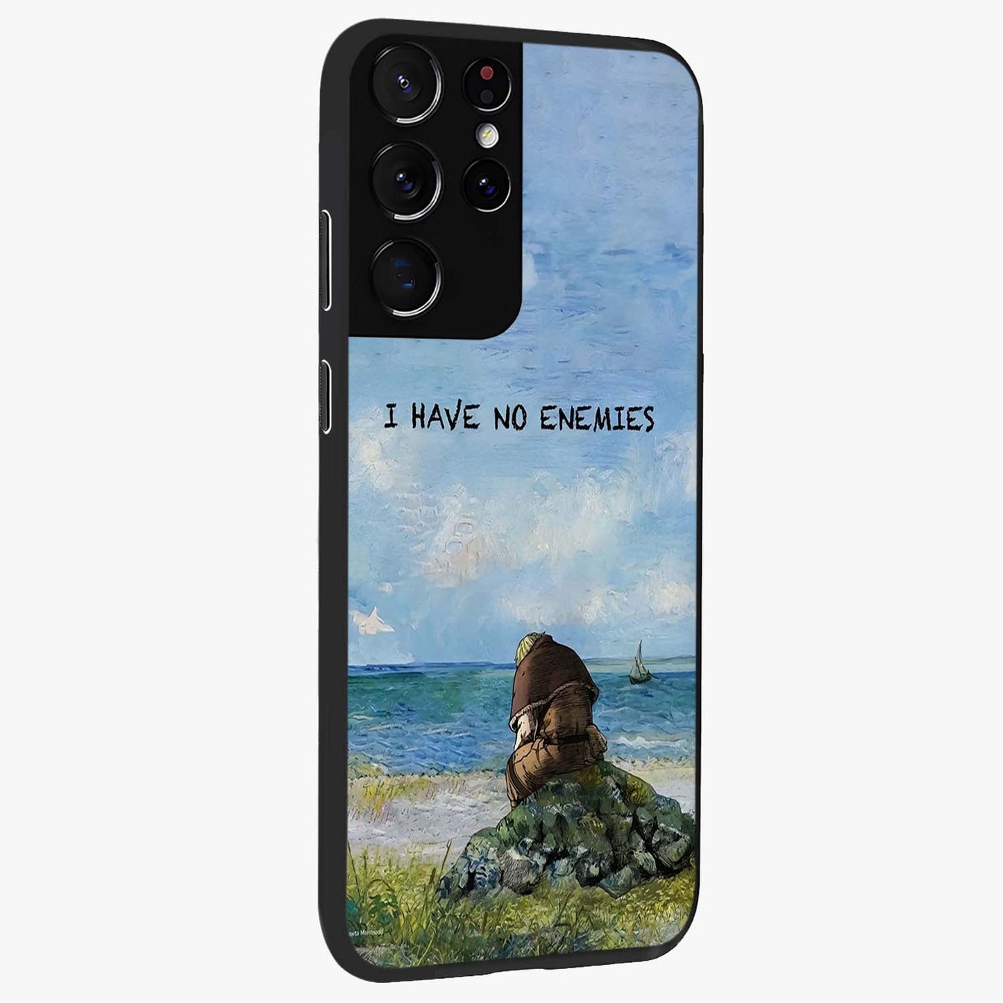 Peace Beyond War Glass Case upright view showcasing powerful peace symbol artwork with inspirational theme.