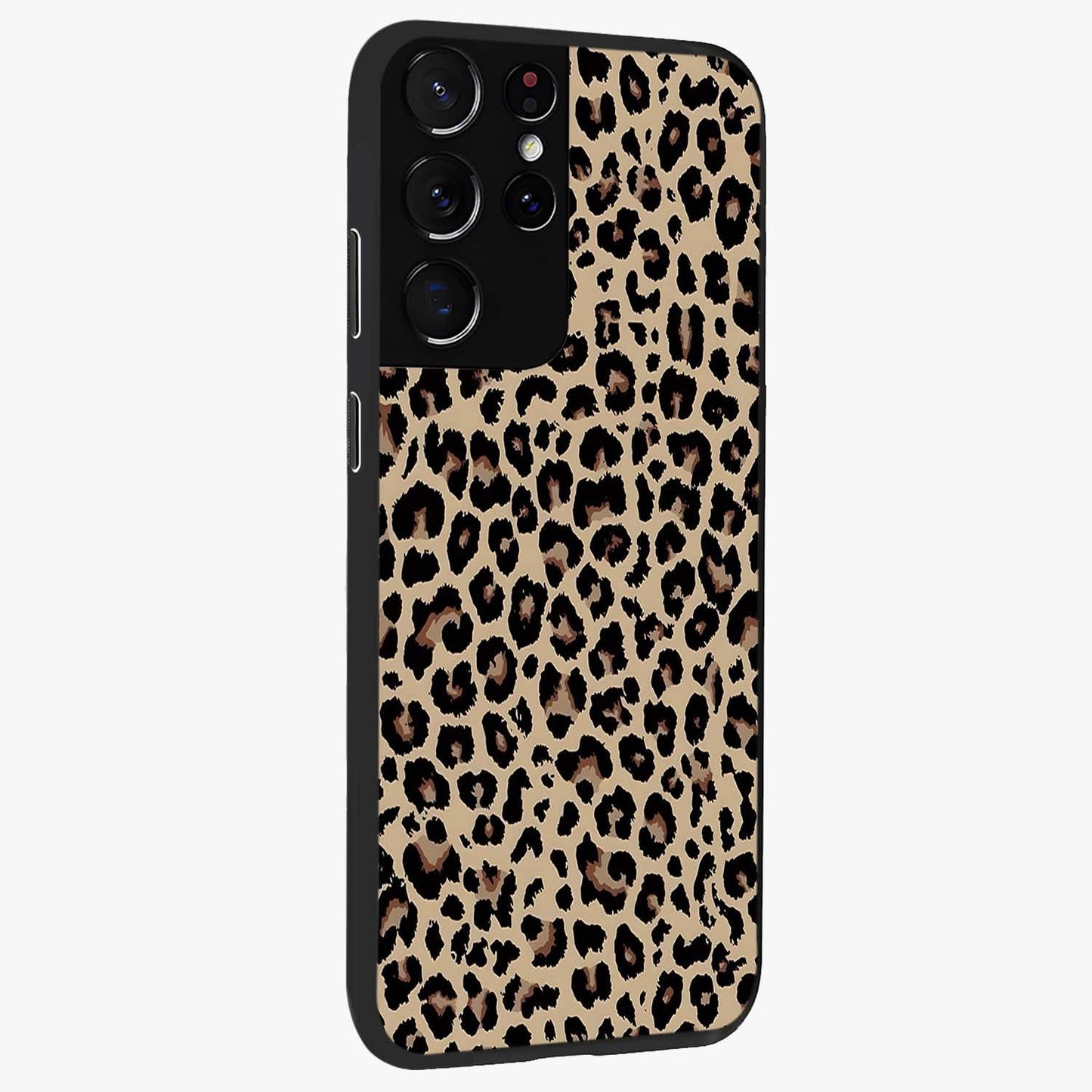 Savage Chic Pattern Glass Case upright view showcasing trendy decorative artwork with edgy fashion theme.