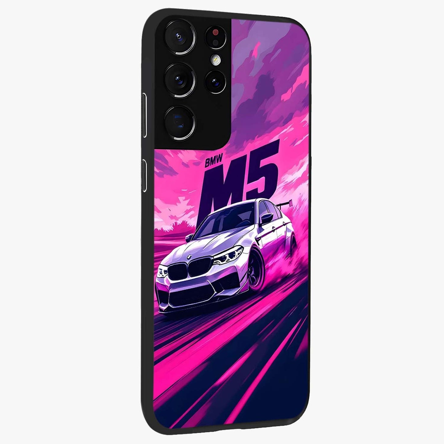 Velocity Drift Pulse Glass Case upright view showcasing powerful racing artwork with energetic motorsport theme.