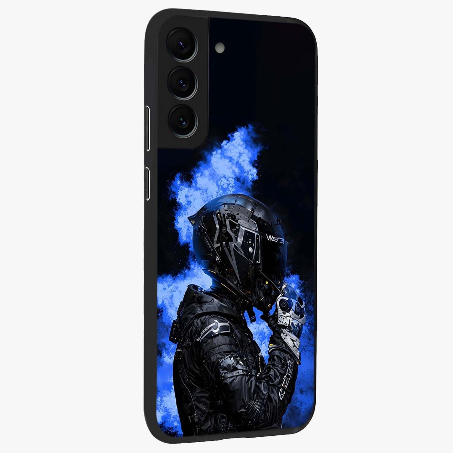 Cyber Sentinel Protocol Glass Case upright view showcasing advanced cyber sentinel artwork with futuristic tech theme.