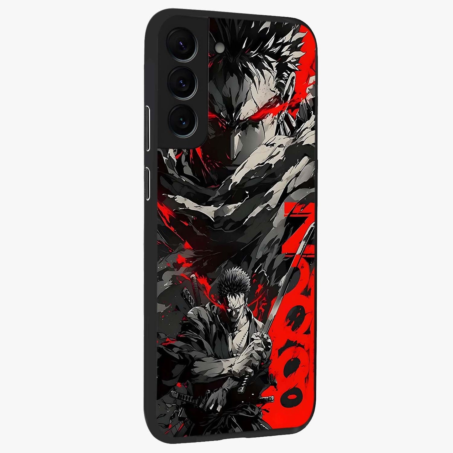 Demon Sword Resolve Glass Case upright view showcasing dramatic warrior artwork with intense battle theme.