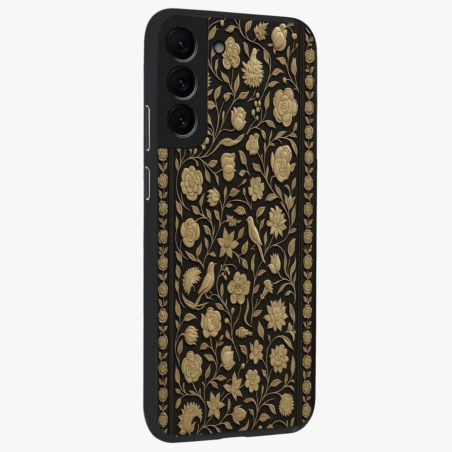 Golden Evil Eye Mandala Glass Case upright view showcasing decorative evil eye mandala artwork with spiritual aesthetic style.