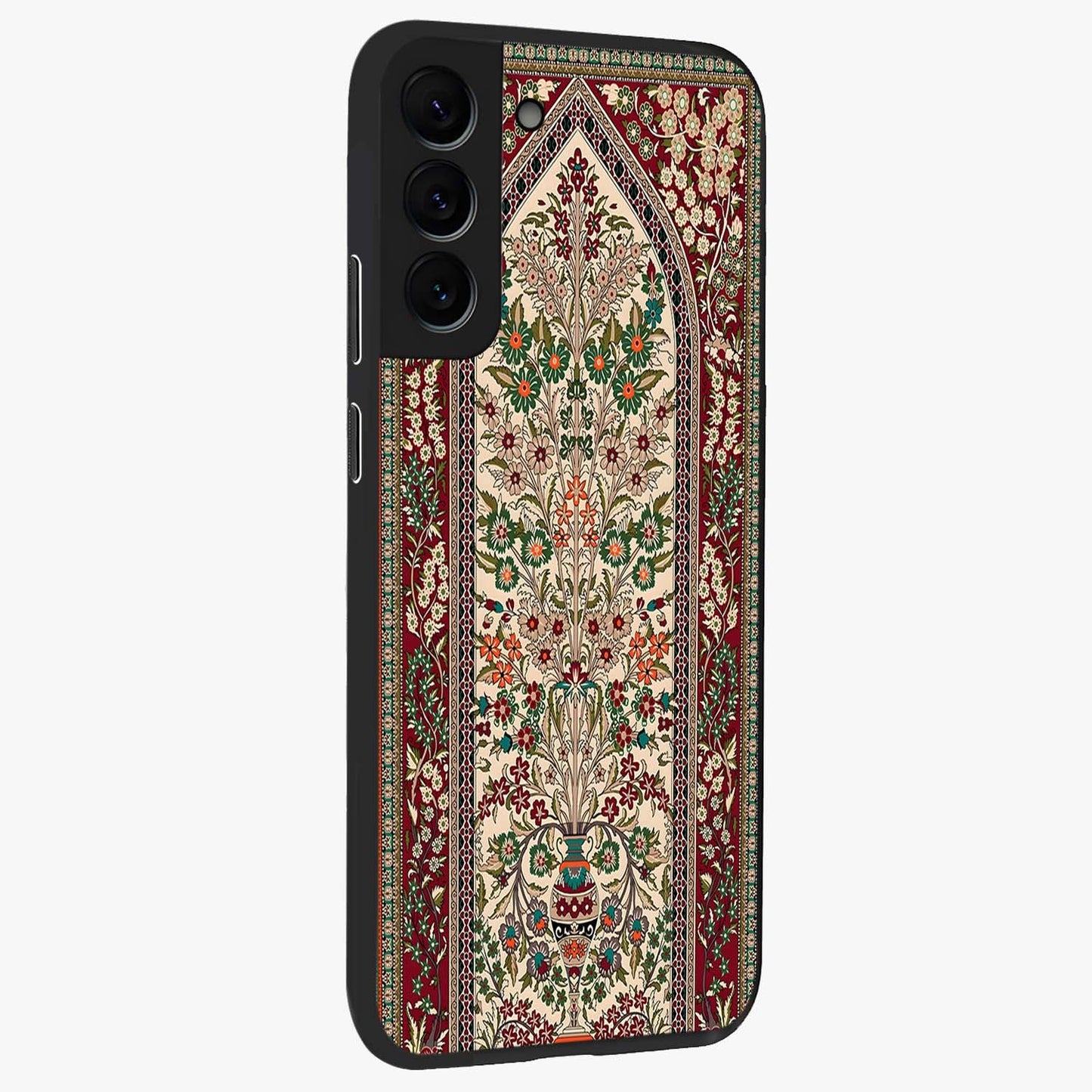 Persian Inspired Glass Case upright view showcasing decorative Persian artwork with rich heritage theme.