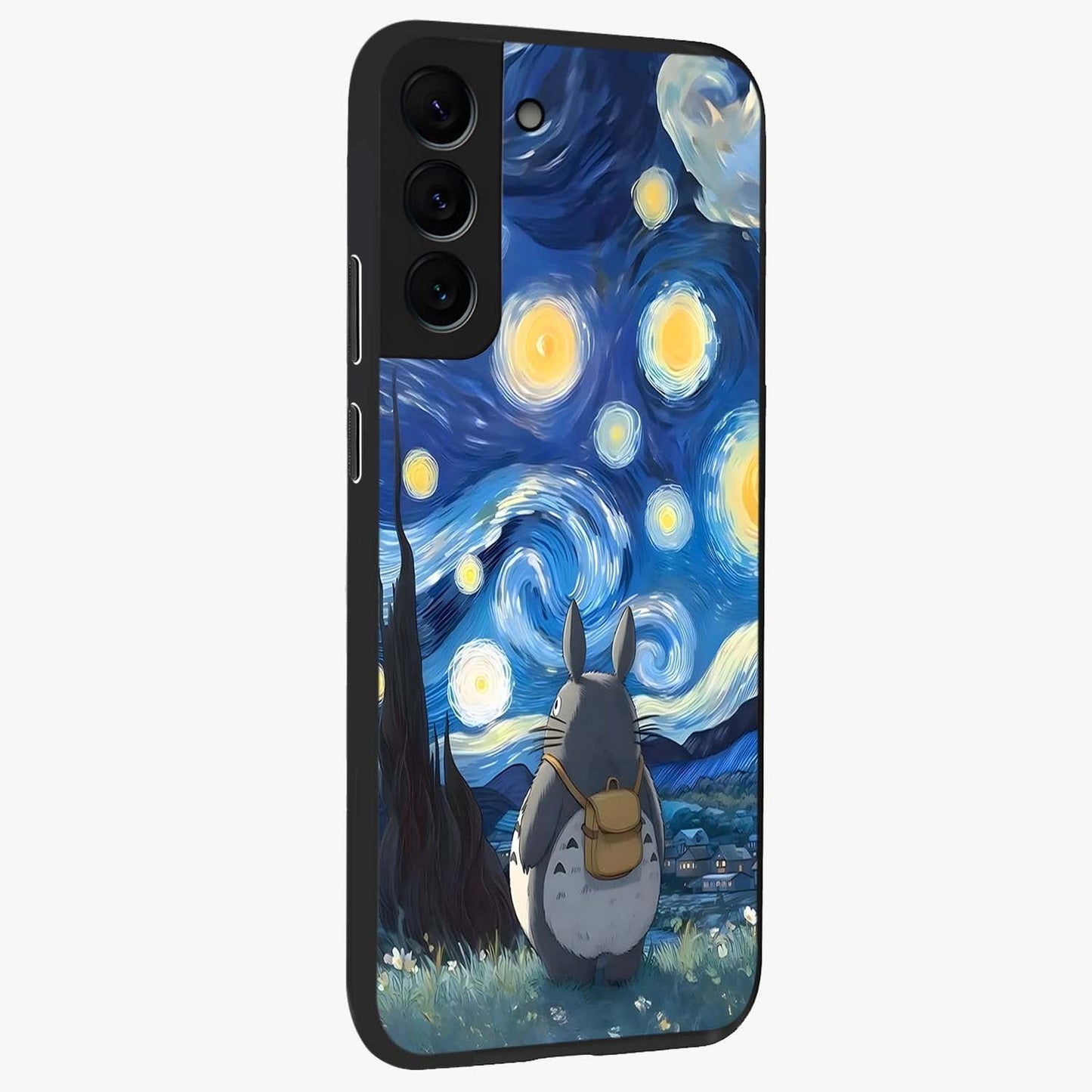 Totoro In Van Gogh Art Glass Case upright view showcasing creative character artwork with painterly artistic theme.