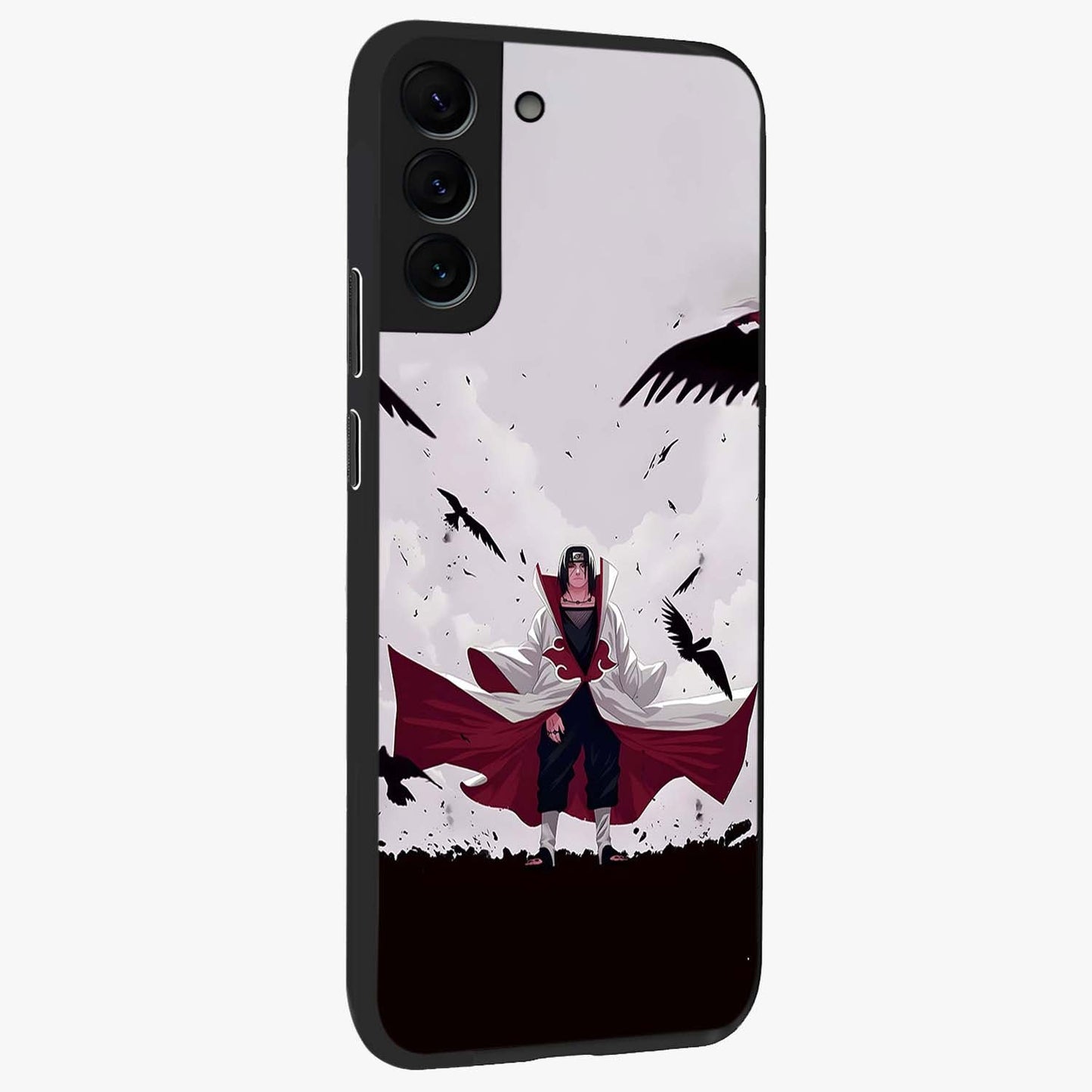 Crimson Crow Ascension Glass Case upright view showcasing dramatic crow artwork with bold gothic theme.