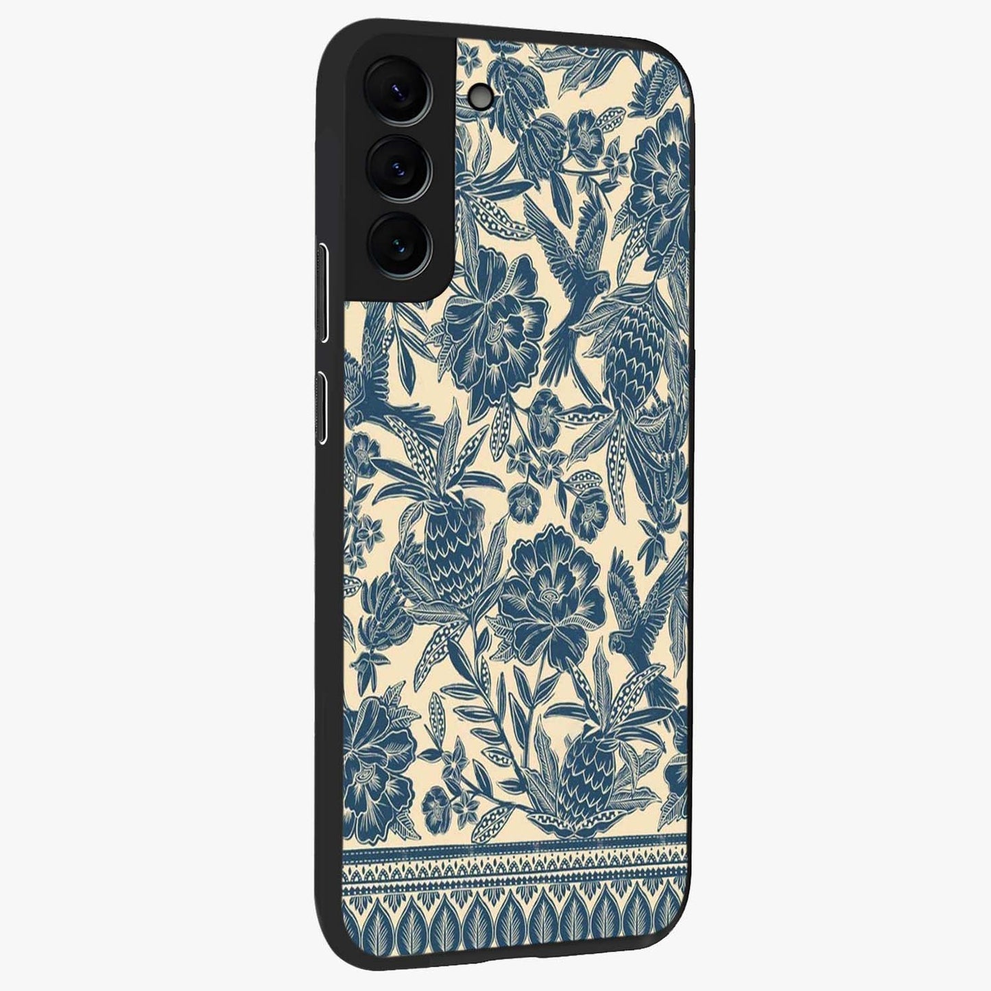Heirloom Wild Bloom Glass Case upright view showcasing delicate wildflower artwork with timeless floral theme.