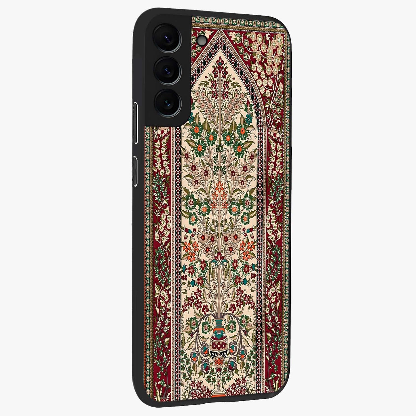Persian Inspired Glass Case upright view showcasing decorative Persian artwork with rich heritage theme.