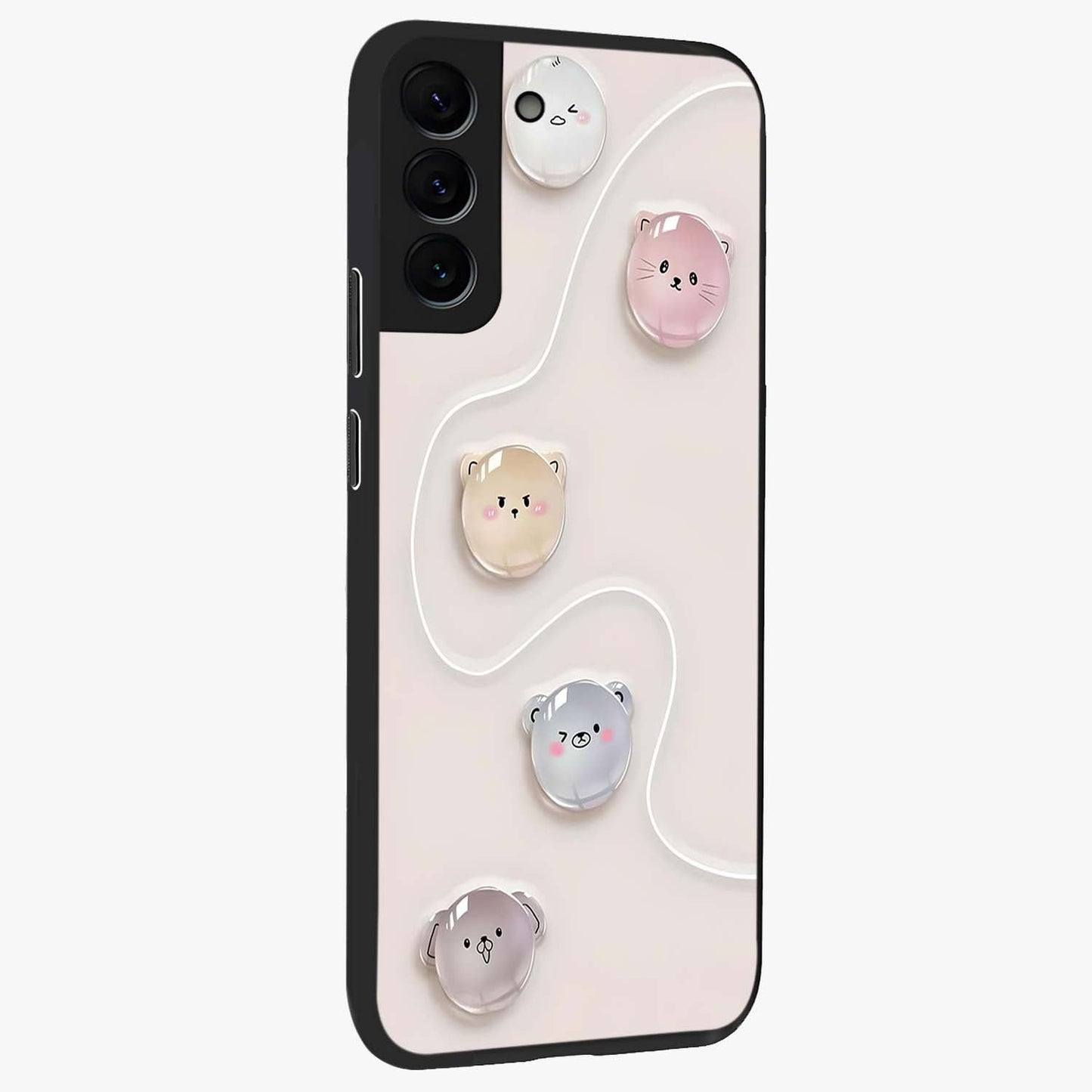 Puffy Face Parade Glass Case upright view showcasing adorable character artwork with cheerful animated theme.