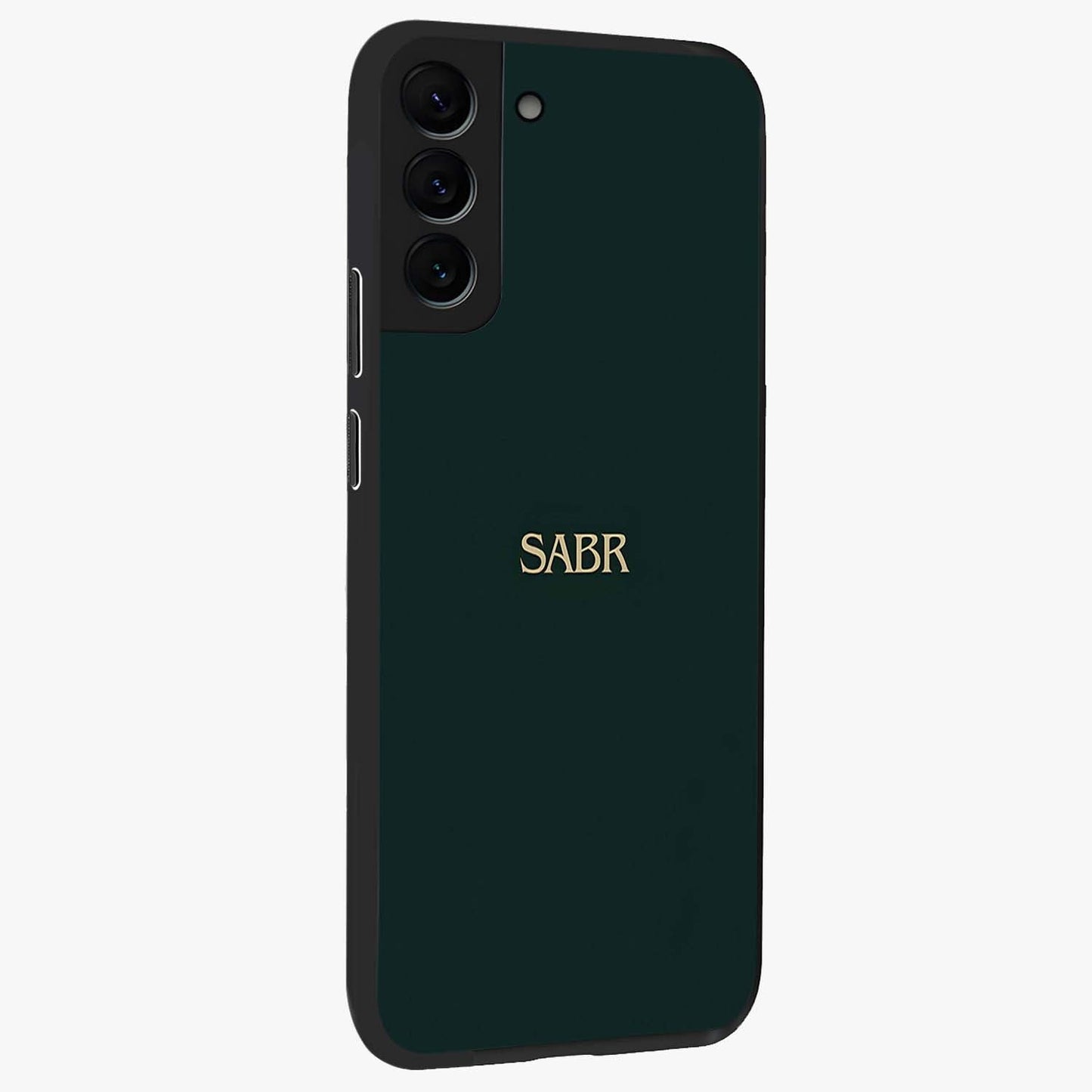 Sabr Minimal Patience Glass Case upright view showcasing calm minimalist artwork with motivational patience theme.