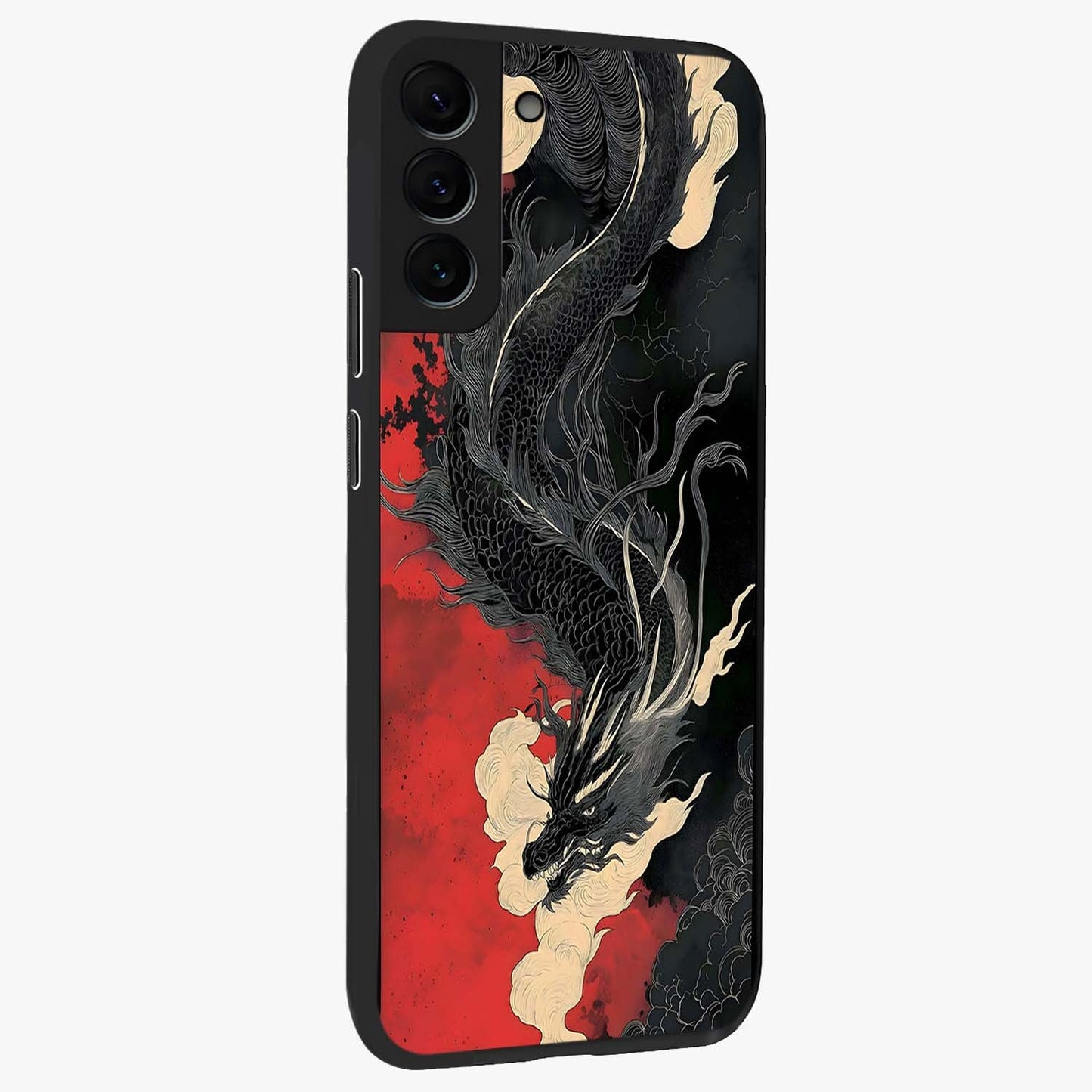 Shadow Dragon Fury Glass Case upright view showcasing intense dragon artwork with dramatic shadow theme.