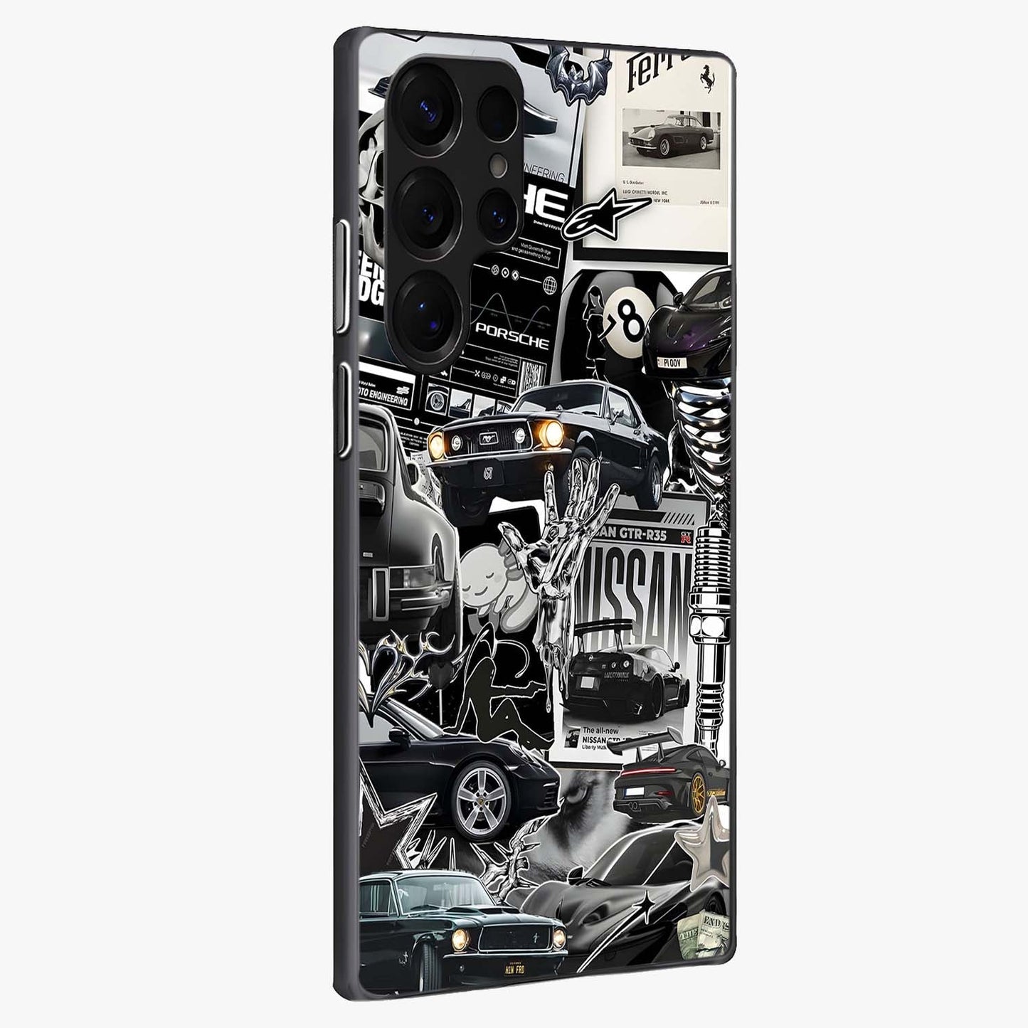 Aesthetic Dark Love Glass Case upright view showcasing dramatic romantic artwork with modern aesthetic style.
