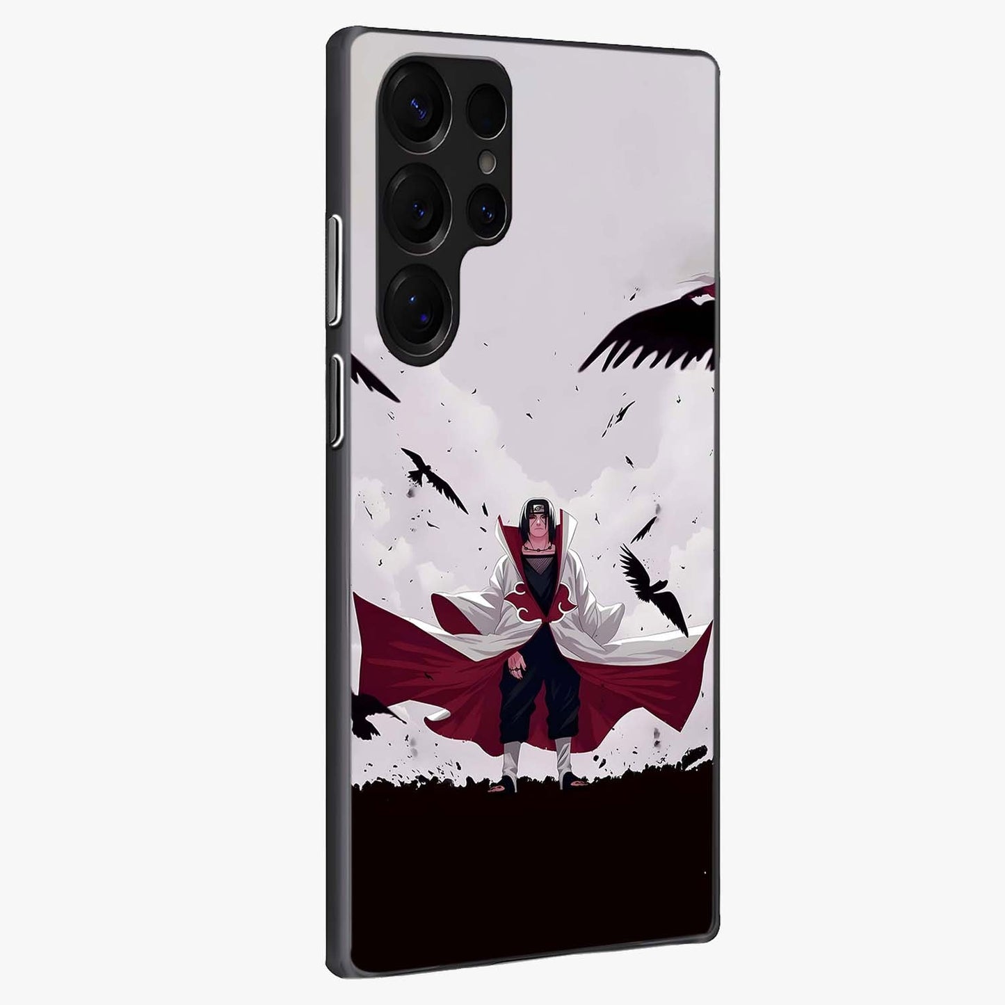 Crimson Crow Ascension Glass Case upright view showcasing dramatic crow artwork with bold gothic theme.