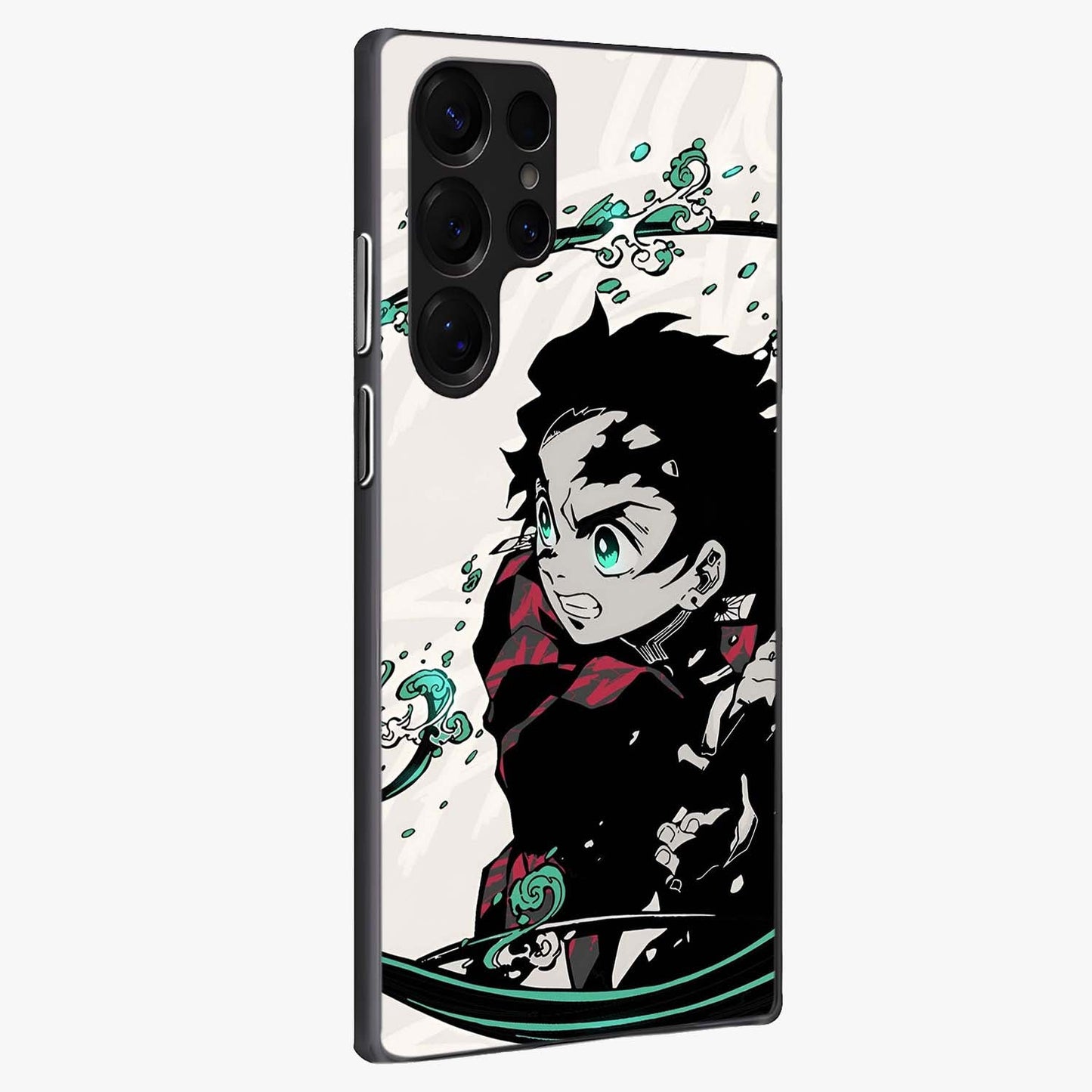 Demon Slayer Glass Case upright view showcasing powerful anime artwork with intense warrior theme.