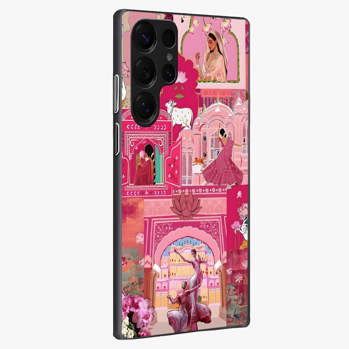 Pink Palace Muse Glass Case upright view showcasing artistic palace artwork with graceful royal theme.
