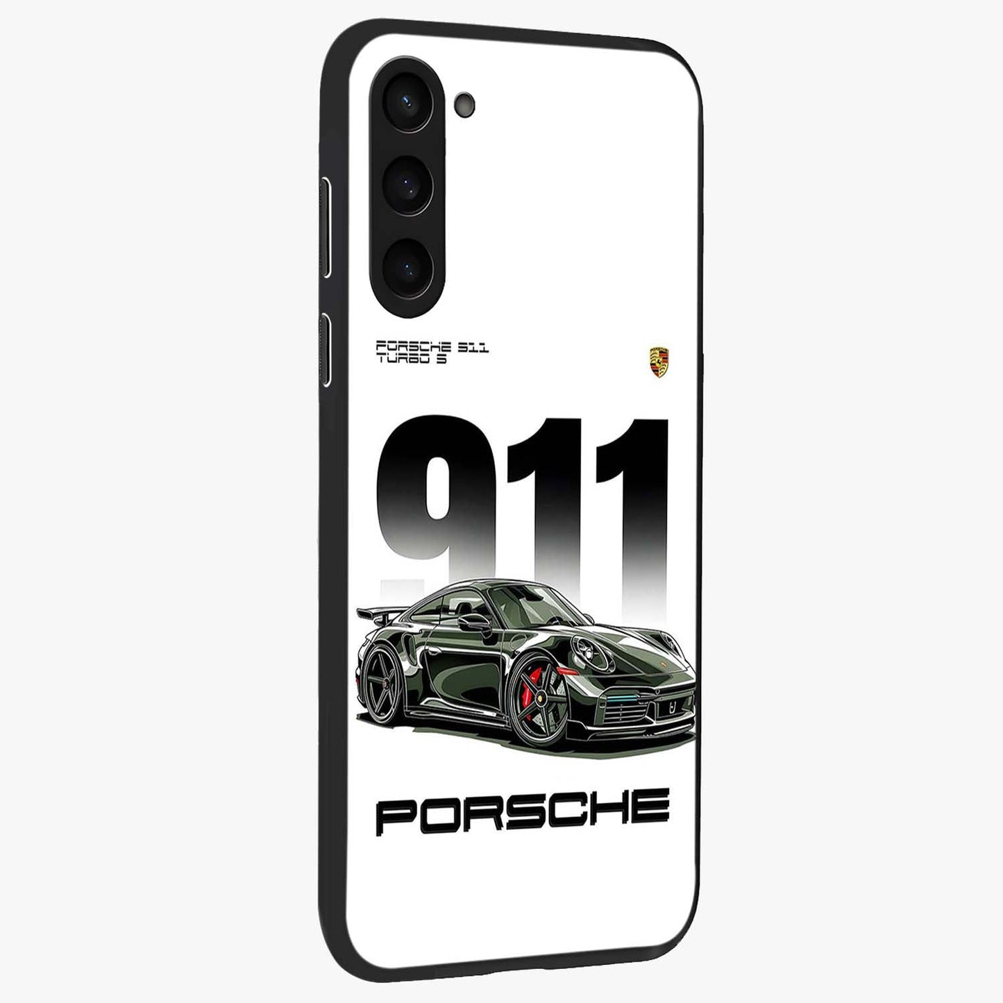 911 Turbo Dominance Glass Case upright perspective showcasing powerful racing design and modern automotive aesthetic.