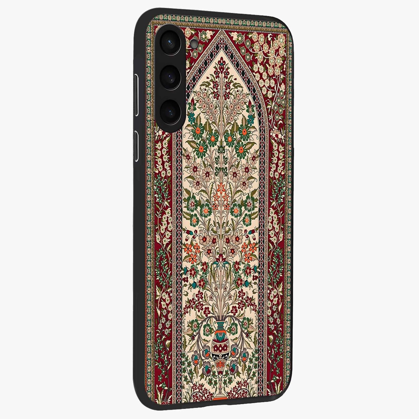 Persian Inspired Glass Case upright view showcasing decorative Persian artwork with rich heritage theme.