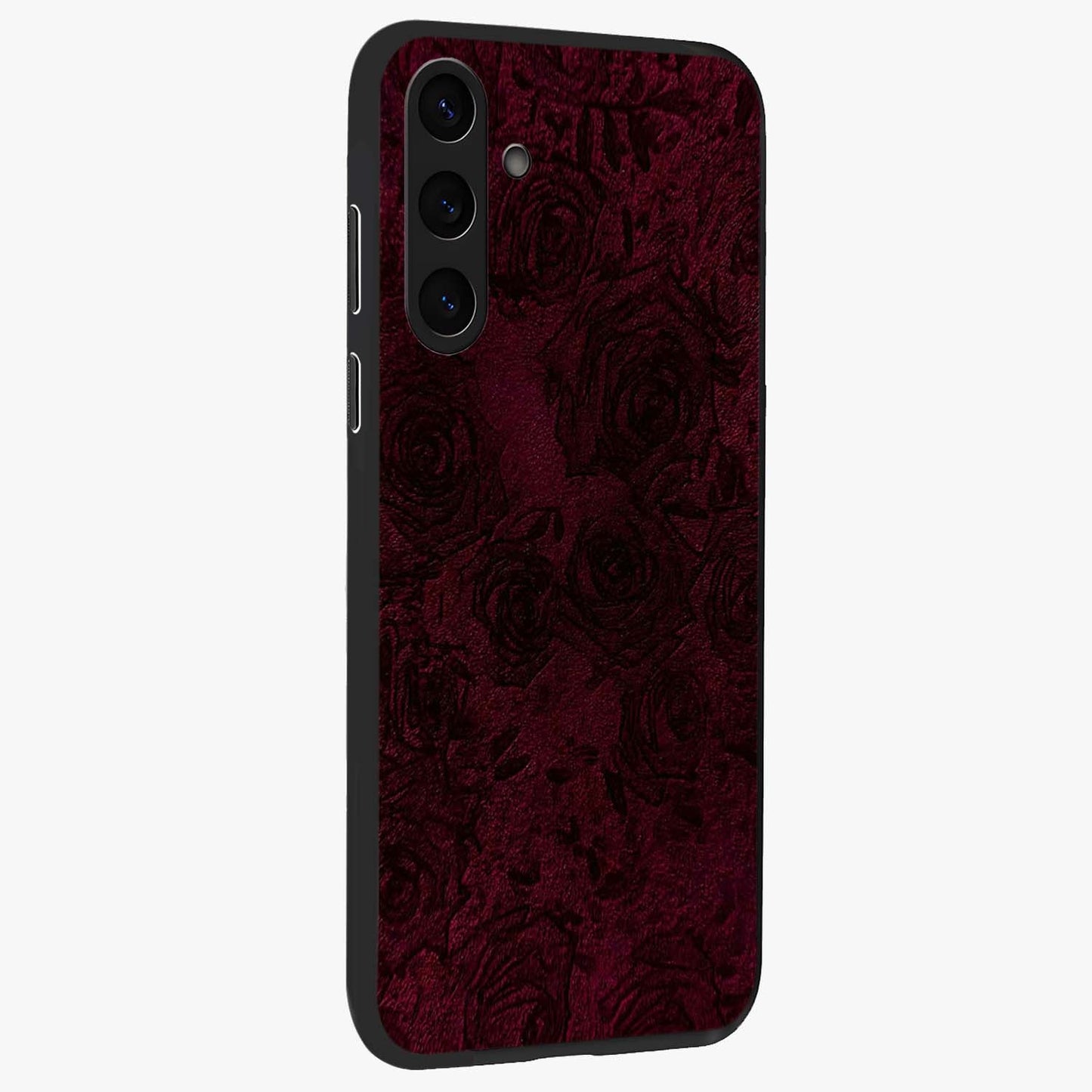 Crimson Fade Flow Glass Case upright view showcasing dynamic crimson flow artwork with stylish abstract theme.