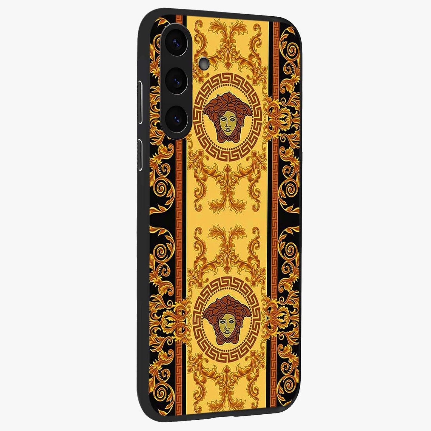 Golden Lotus Glow Glass Case upright view showcasing luminous lotus artwork with peaceful divine theme.