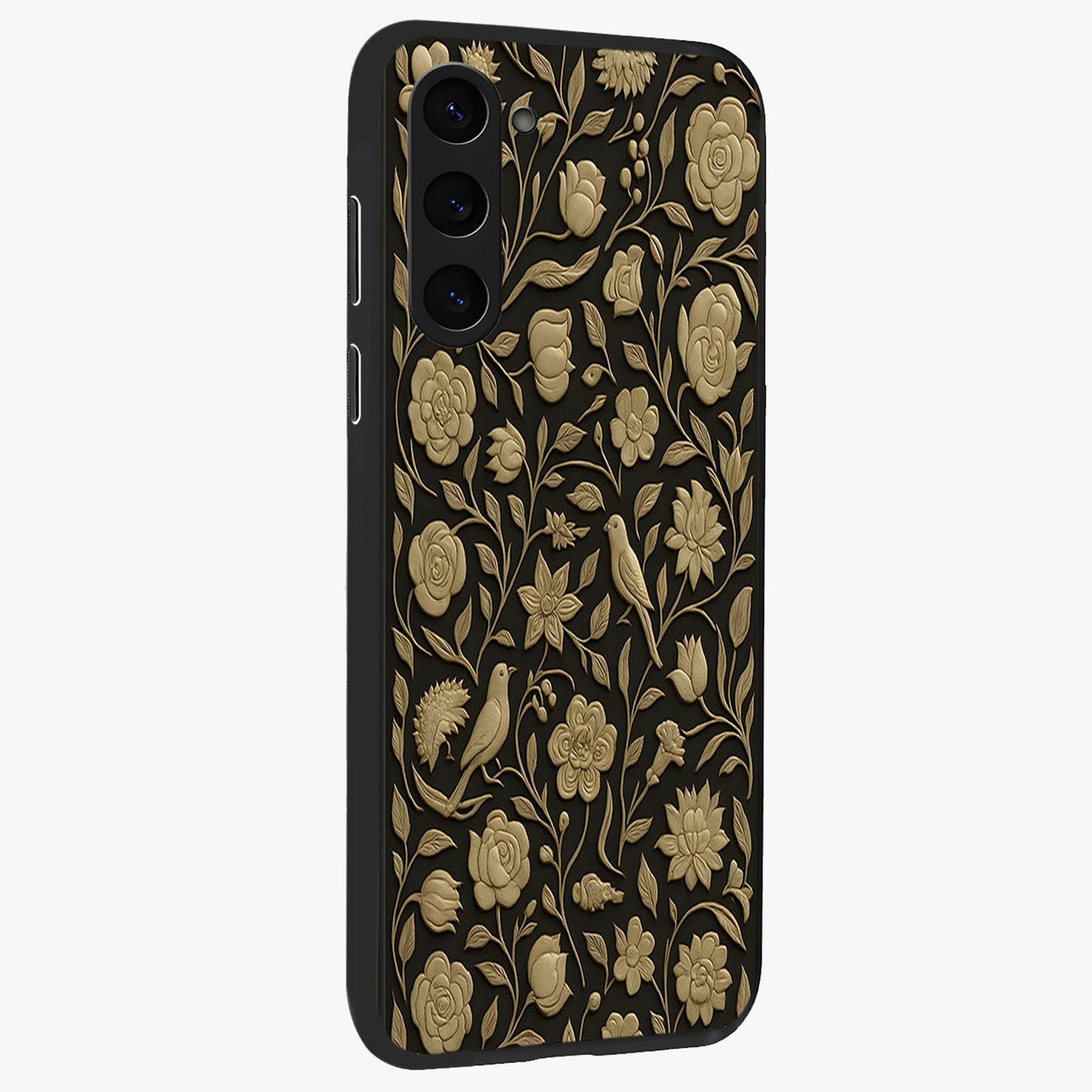 Golden Evil Eye Mandala Glass Case upright view showcasing decorative evil eye mandala artwork with spiritual aesthetic style.