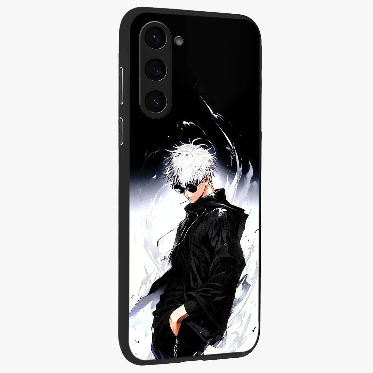 Limitless Shadow King Glass Case upright view showcasing bold shadow warrior artwork with epic fantasy theme.