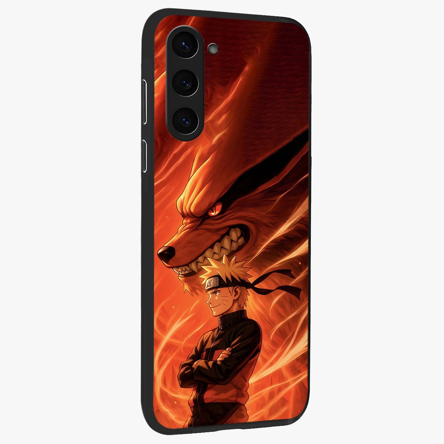 Nine Tails Legacy Glass Case upright view showcasing dramatic nine-tails artwork with intense anime themed design.