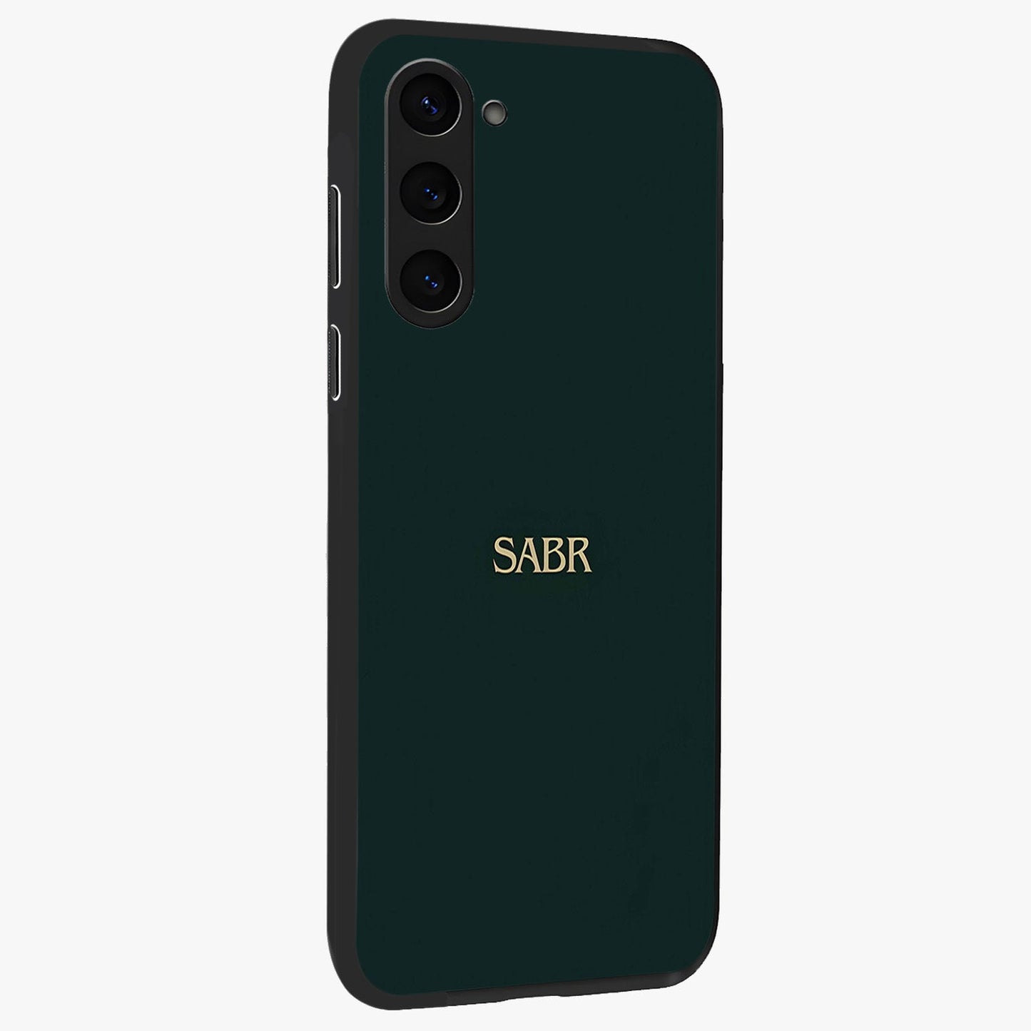 Sabr Minimal Patience Glass Case upright view showcasing calm minimalist artwork with motivational patience theme.