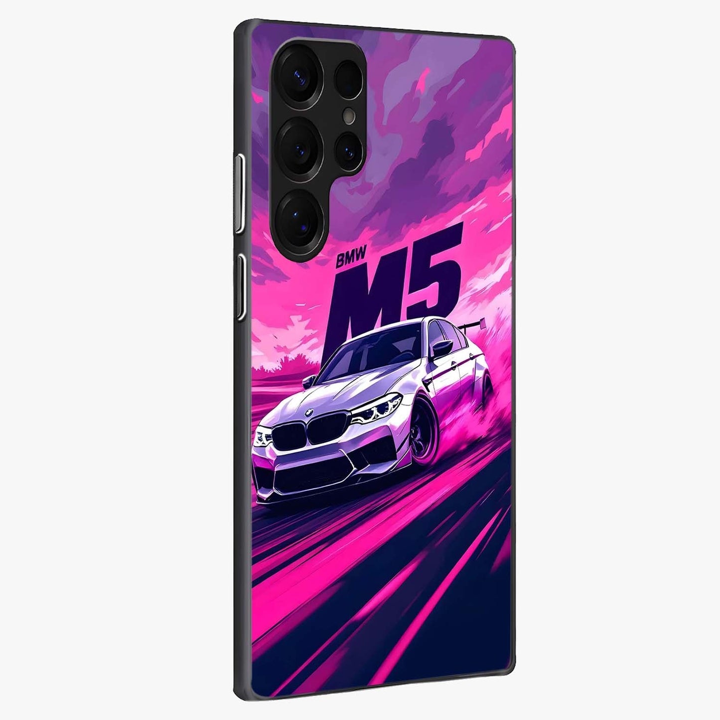 Velocity Drift Pulse Glass Case upright view showcasing powerful racing artwork with energetic motorsport theme.