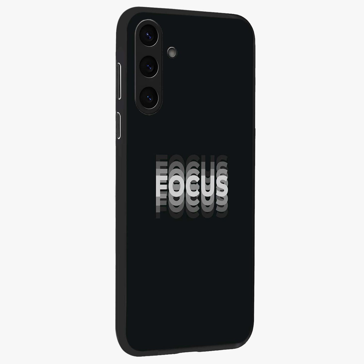 Focused Blade Discipline Glass Case upright view showcasing strong typography statement with sleek motivational theme.