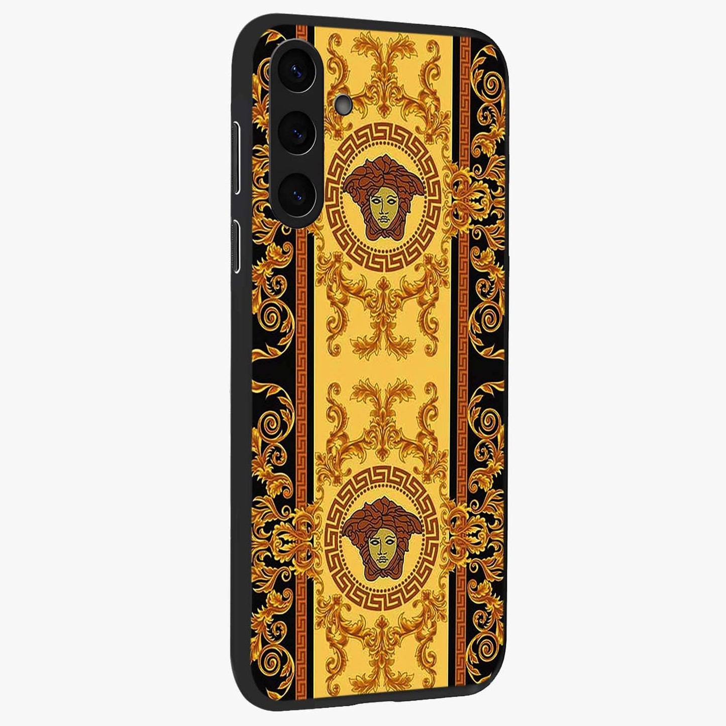 Golden Lotus Glow Glass Case upright view showcasing luminous lotus artwork with peaceful divine theme.