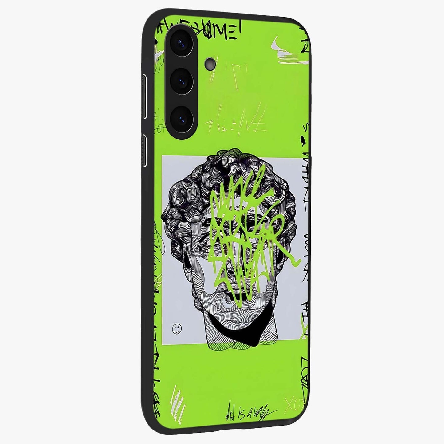 Neo Graffiti Rebellion Glass Case upright view showcasing colorful graffiti artwork with bold modern street style.