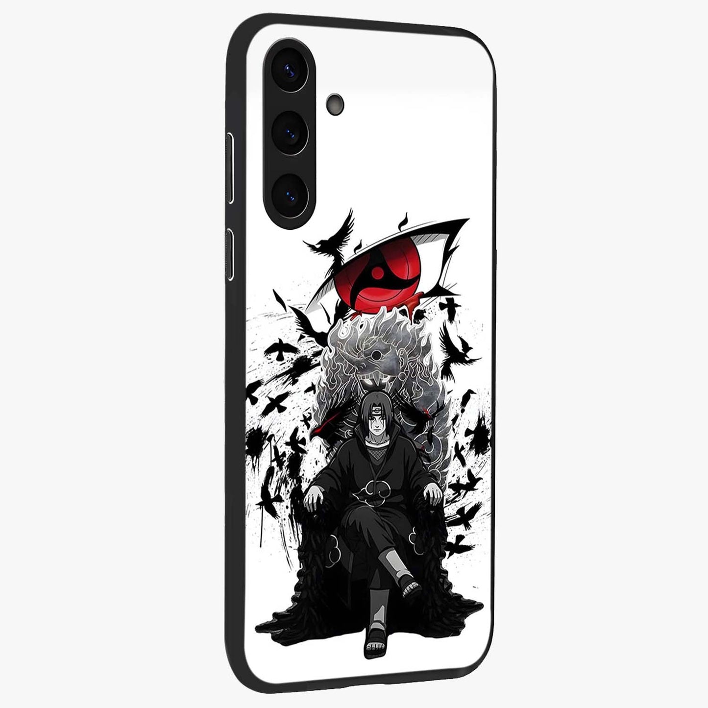 Uchiha Shadow Throne Glass Case upright view showcasing magical underwater galaxy artwork with vibrant cosmic theme.