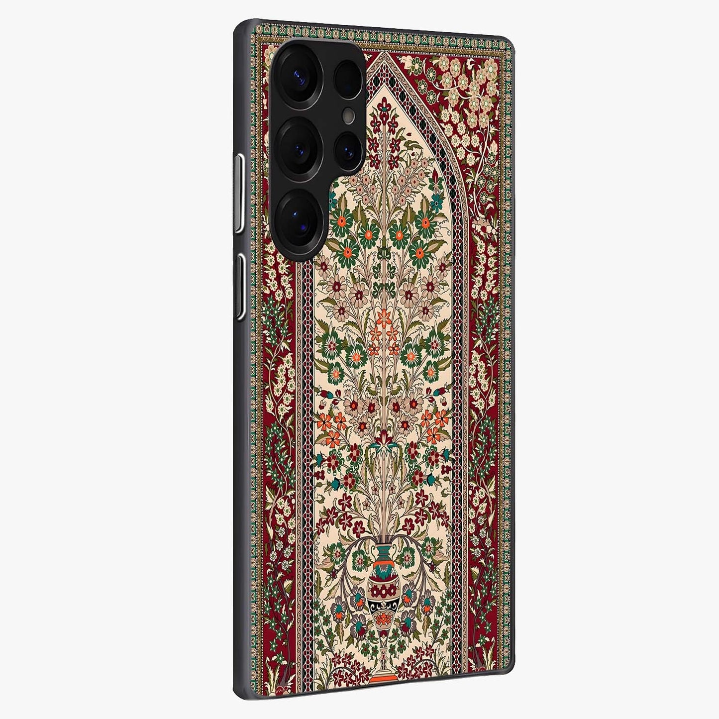 Persian Inspired Glass Case upright view showcasing decorative Persian artwork with rich heritage theme.