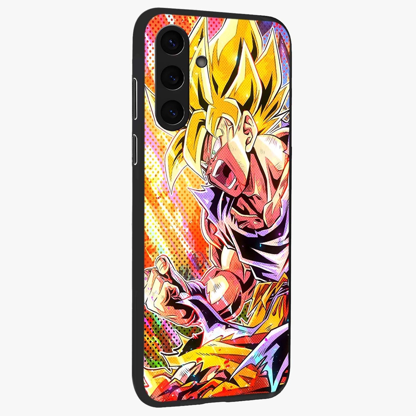 Firing Goku Glass Case upright view showcasing energetic anime artwork with bold warrior theme.