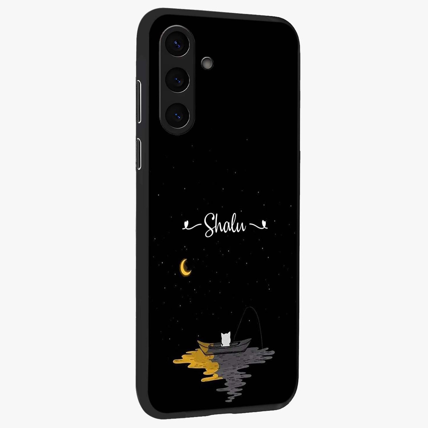 Silent Night Row Glass Case upright view showcasing tranquil night artwork with serene landscape theme.