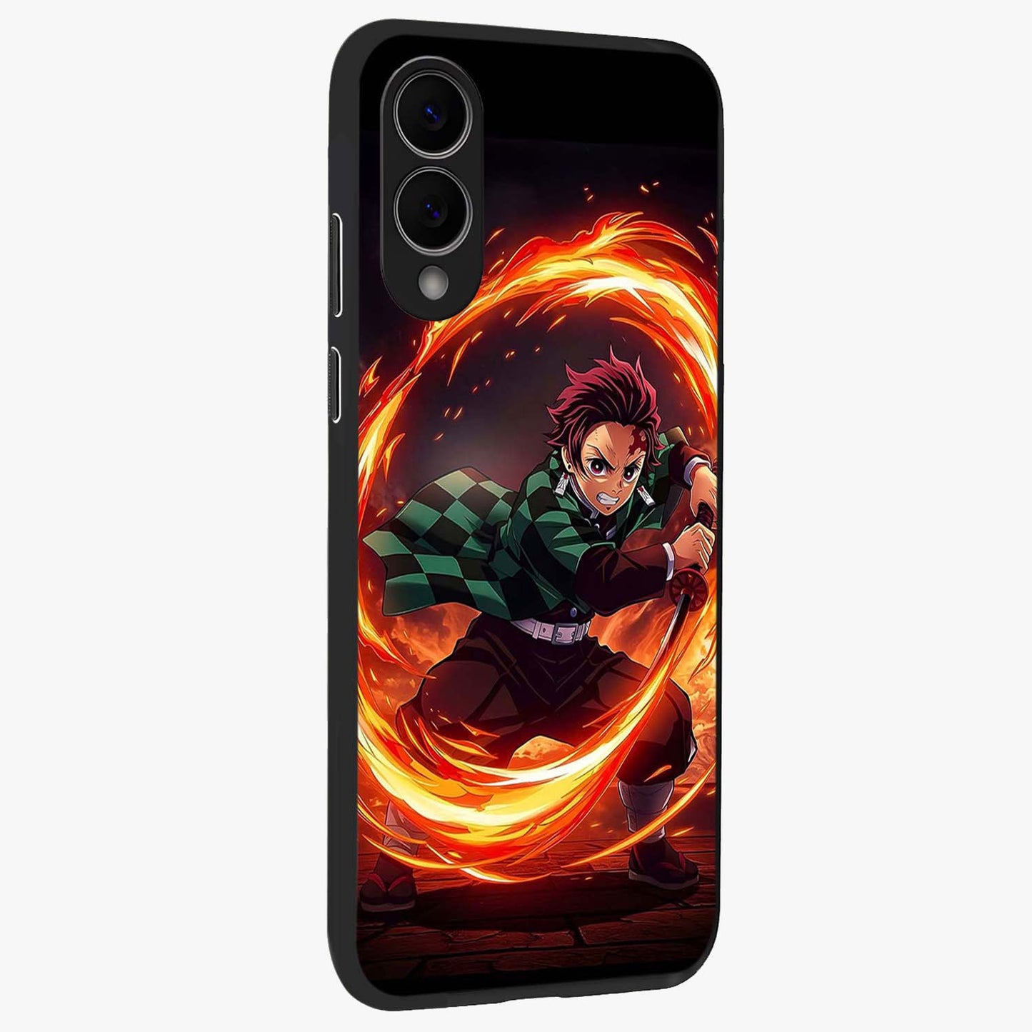 Blazing Sword Resolve Glass Case upright view showcasing dramatic warrior inspired artwork with intense visual style.