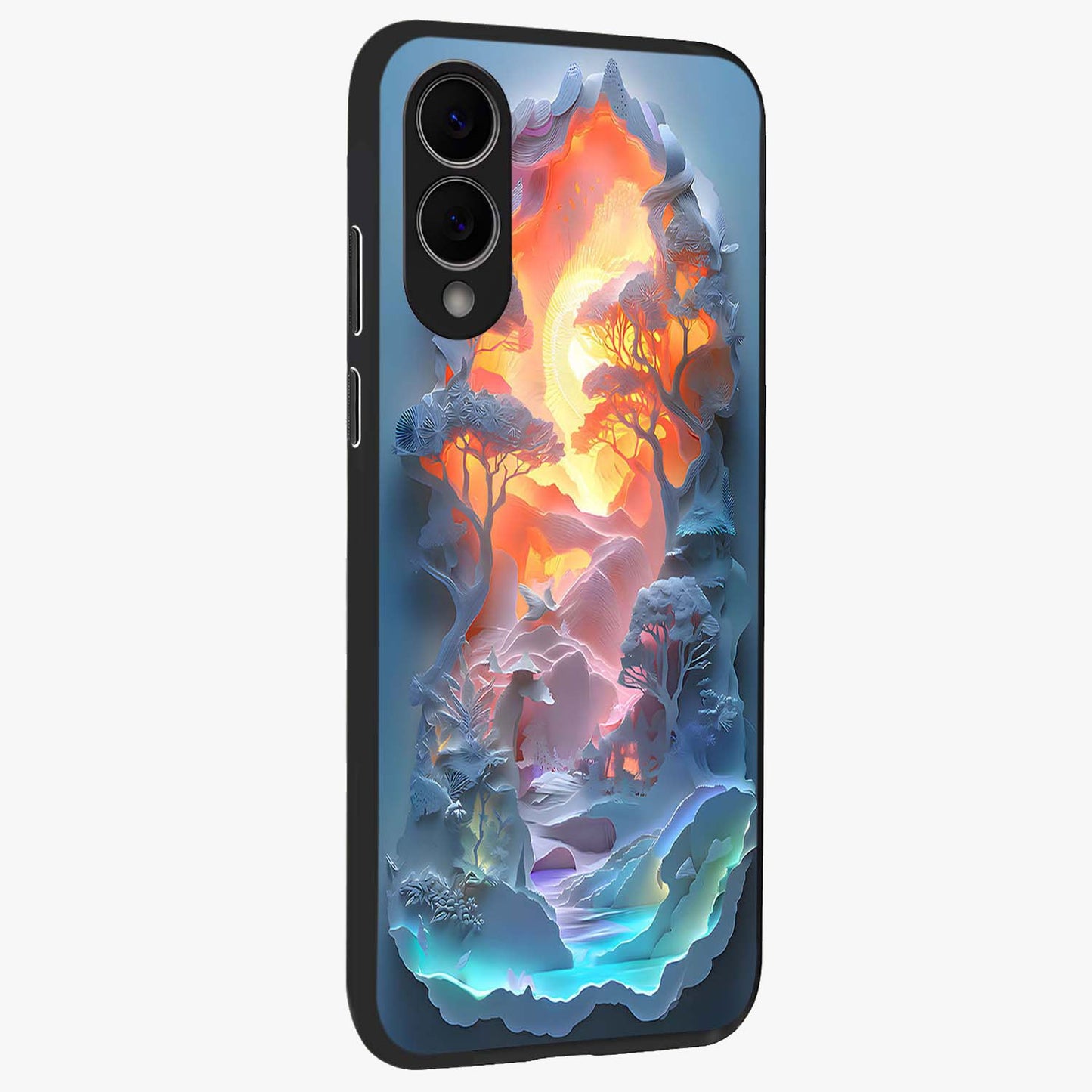 Glow Forest Portal Glass Case upright view showcasing enchanted forest portal artwork with fantasy nature theme.