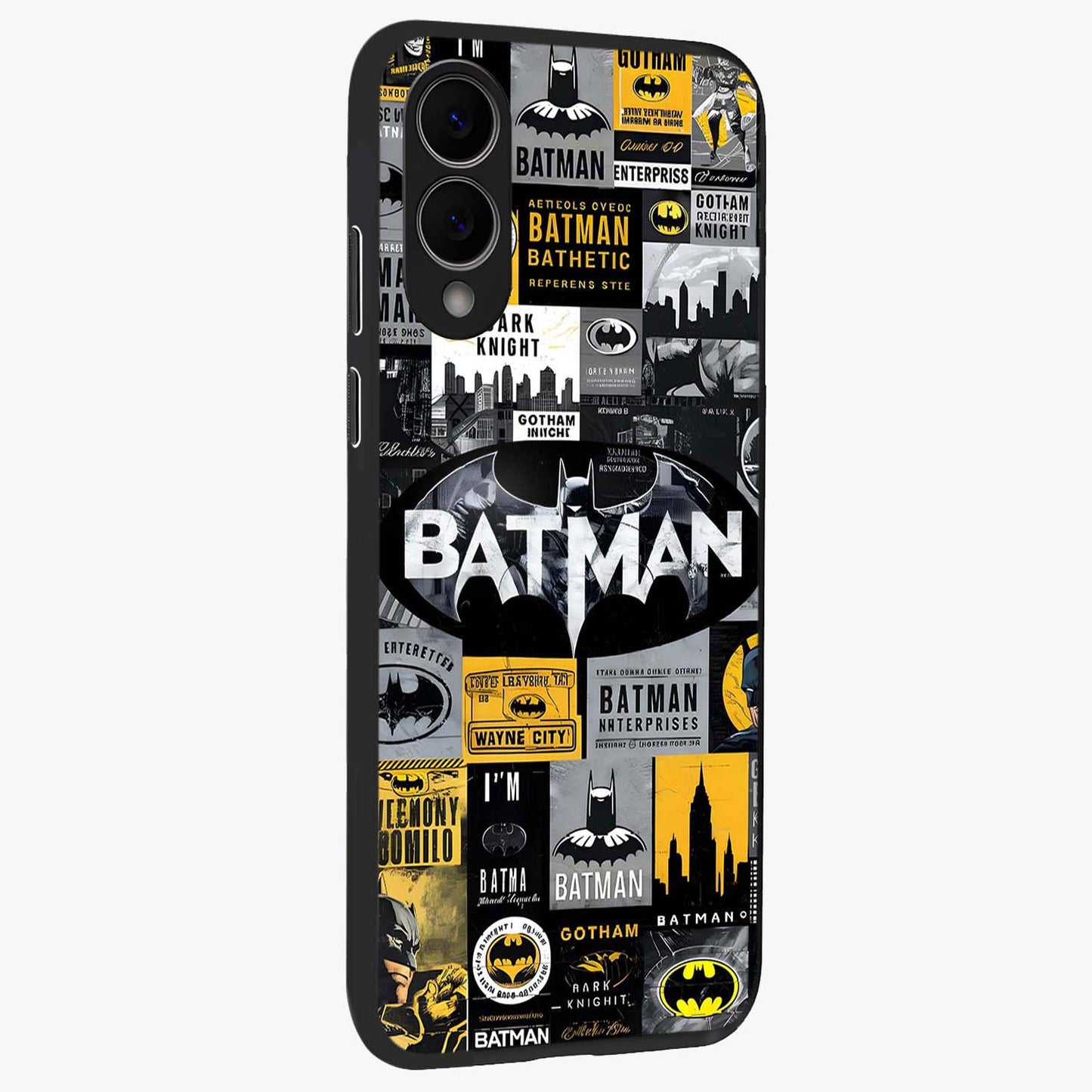Knight Gotham Rise Glass Case upright view showcasing bold vigilante themed artwork with gothic city vibe.