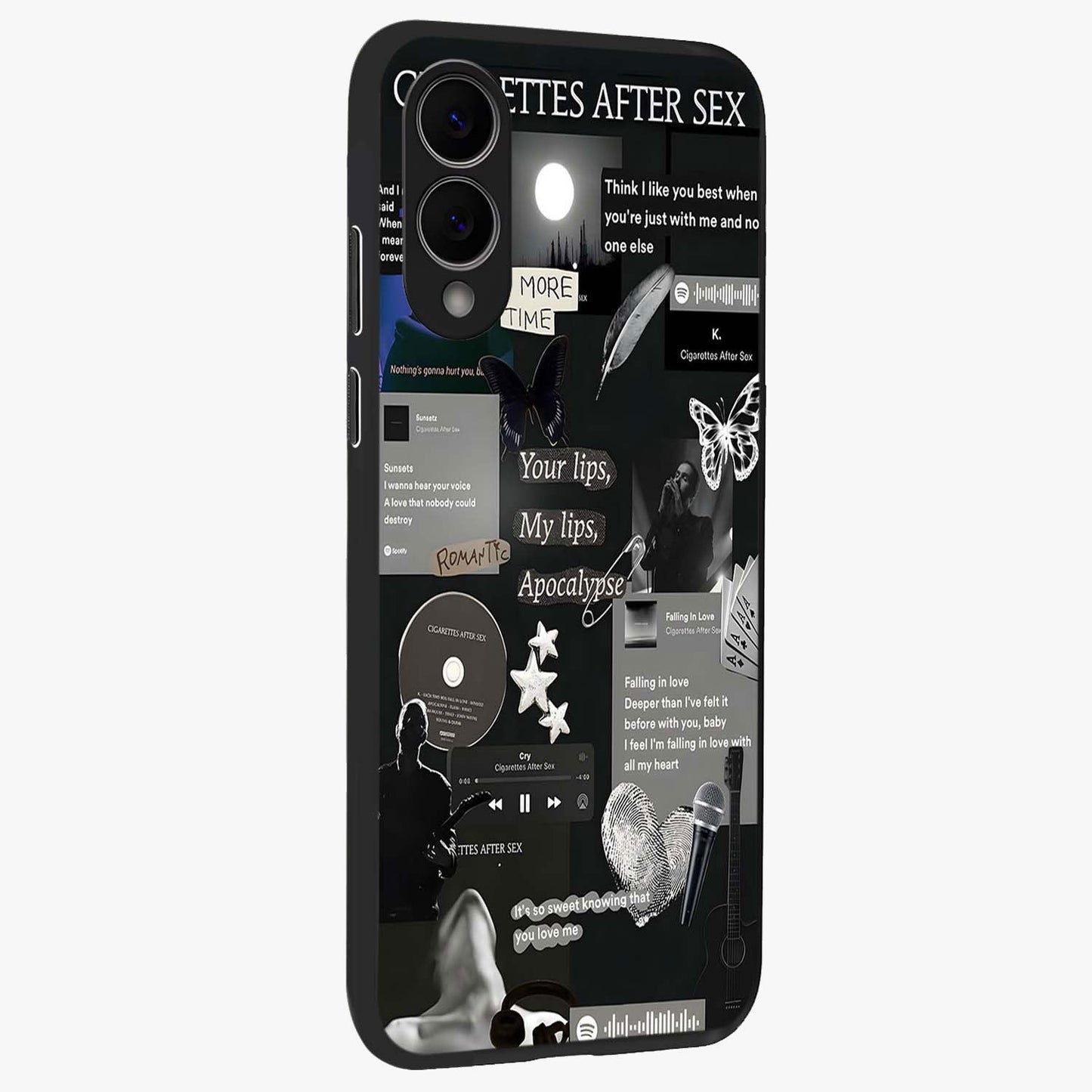 Midnight Love Echo Glass Case upright view showcasing expressive romantic artwork with dreamy midnight theme.